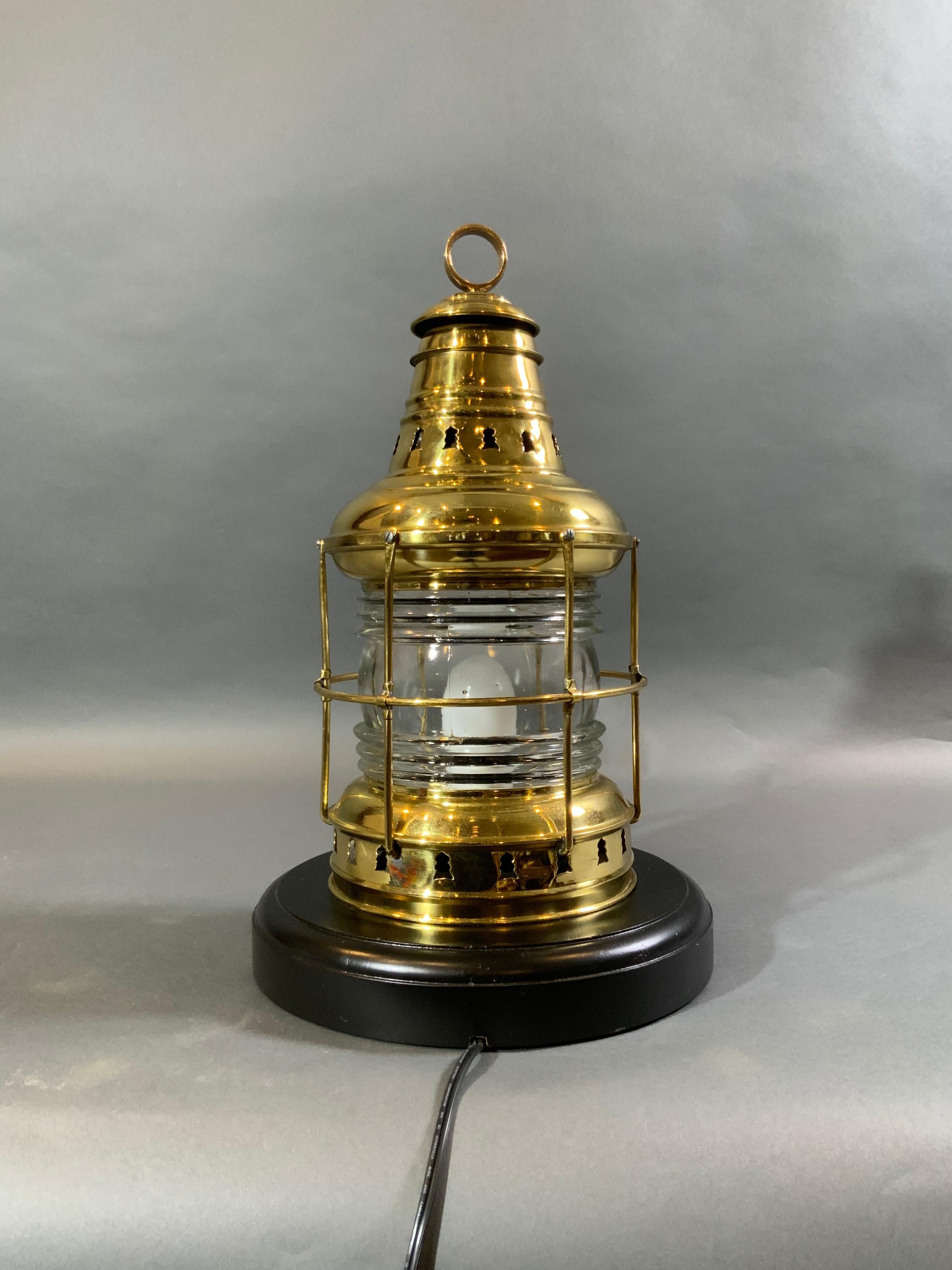 Mid-20th Century Large Solid Brass Perko Ships Anchor Lantern For Sale