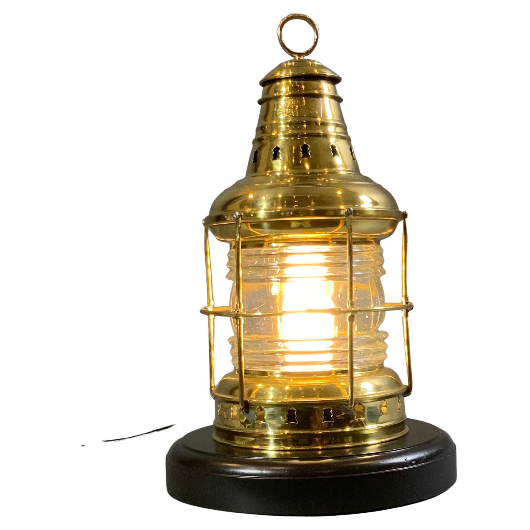 Large Solid Brass Perko Ships Anchor Lantern For Sale