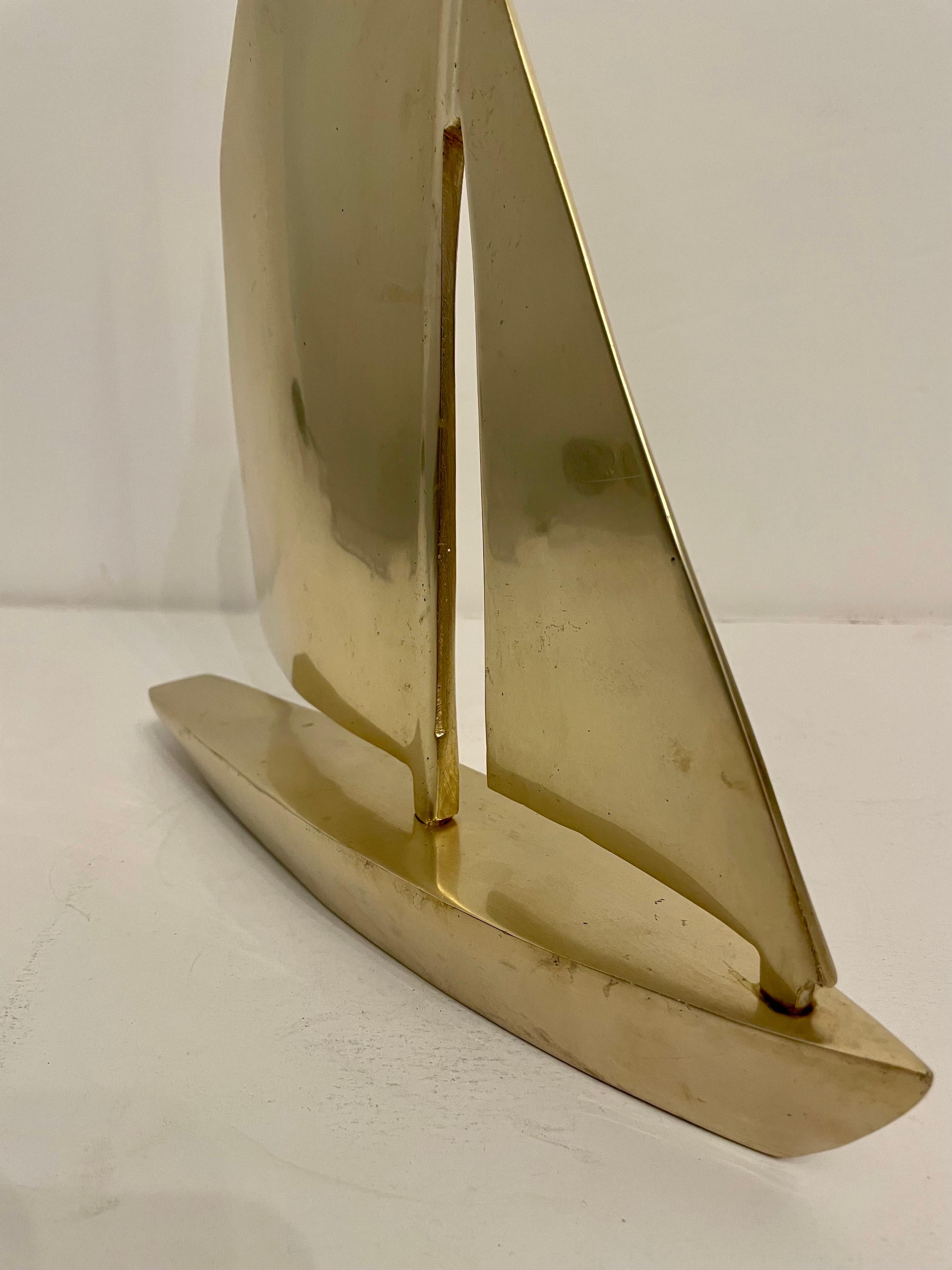 Large Solid Brass Sailboat Sculpture  For Sale 4