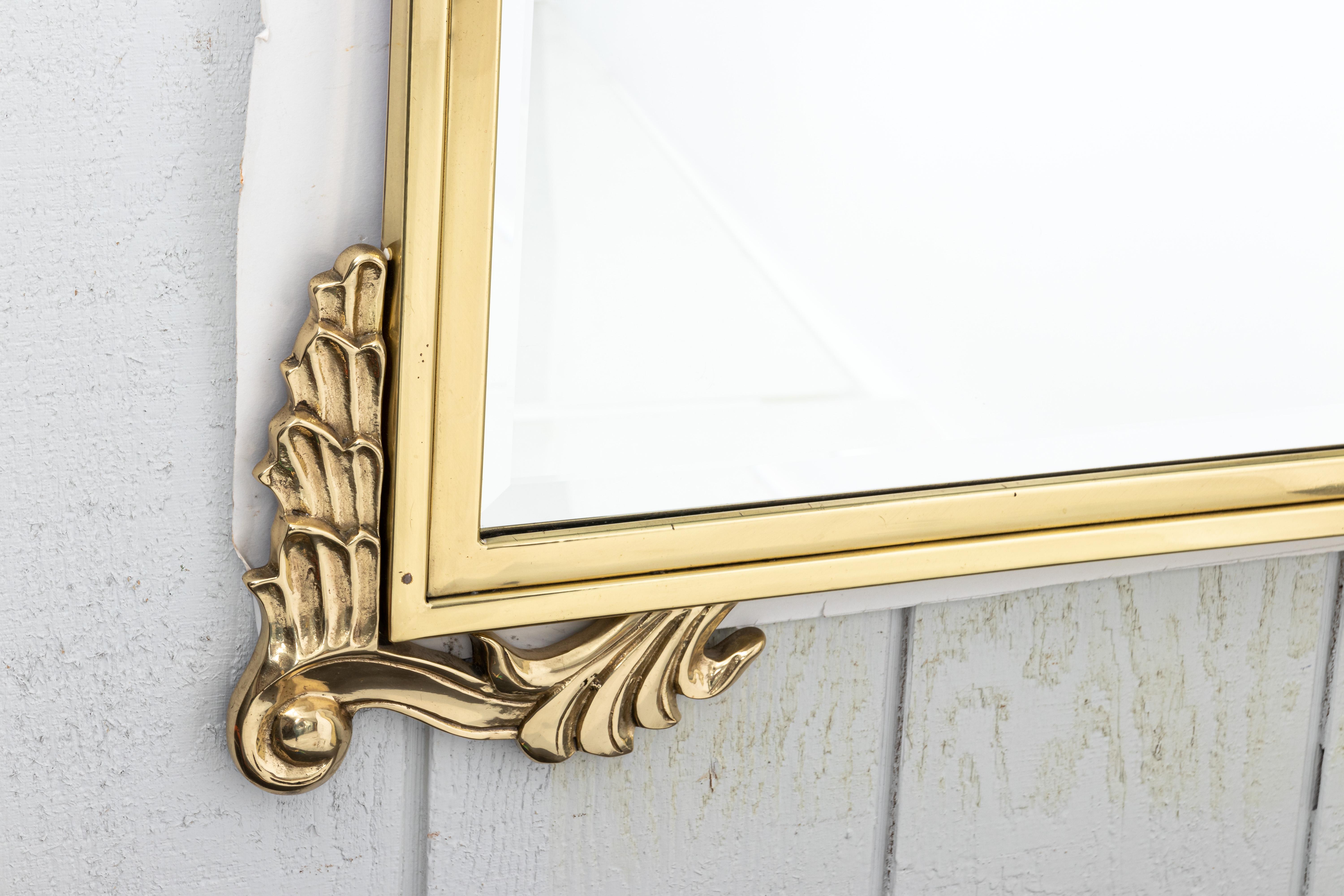 Large Solid Brass Shell Motif Beveled Mirror 1