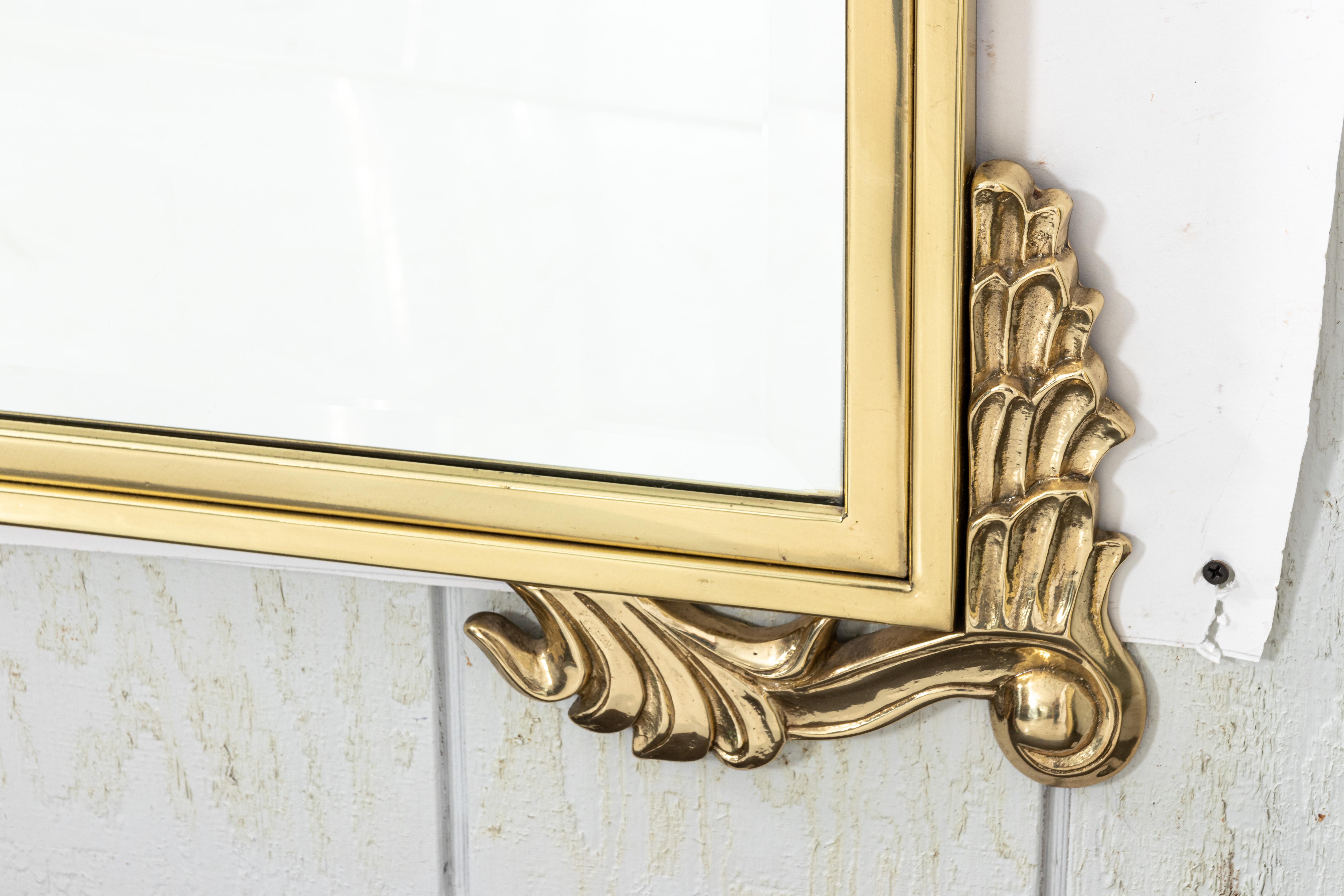 Large Solid Brass Shell Motif Beveled Mirror 2