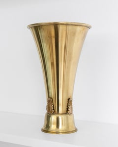 Large Solid Brass Vase by Ystad-Metall, Sweden, Art Deco / Scandinavian Modern