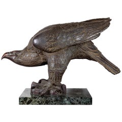 Large, Solid Bronze Falcon Sculpture