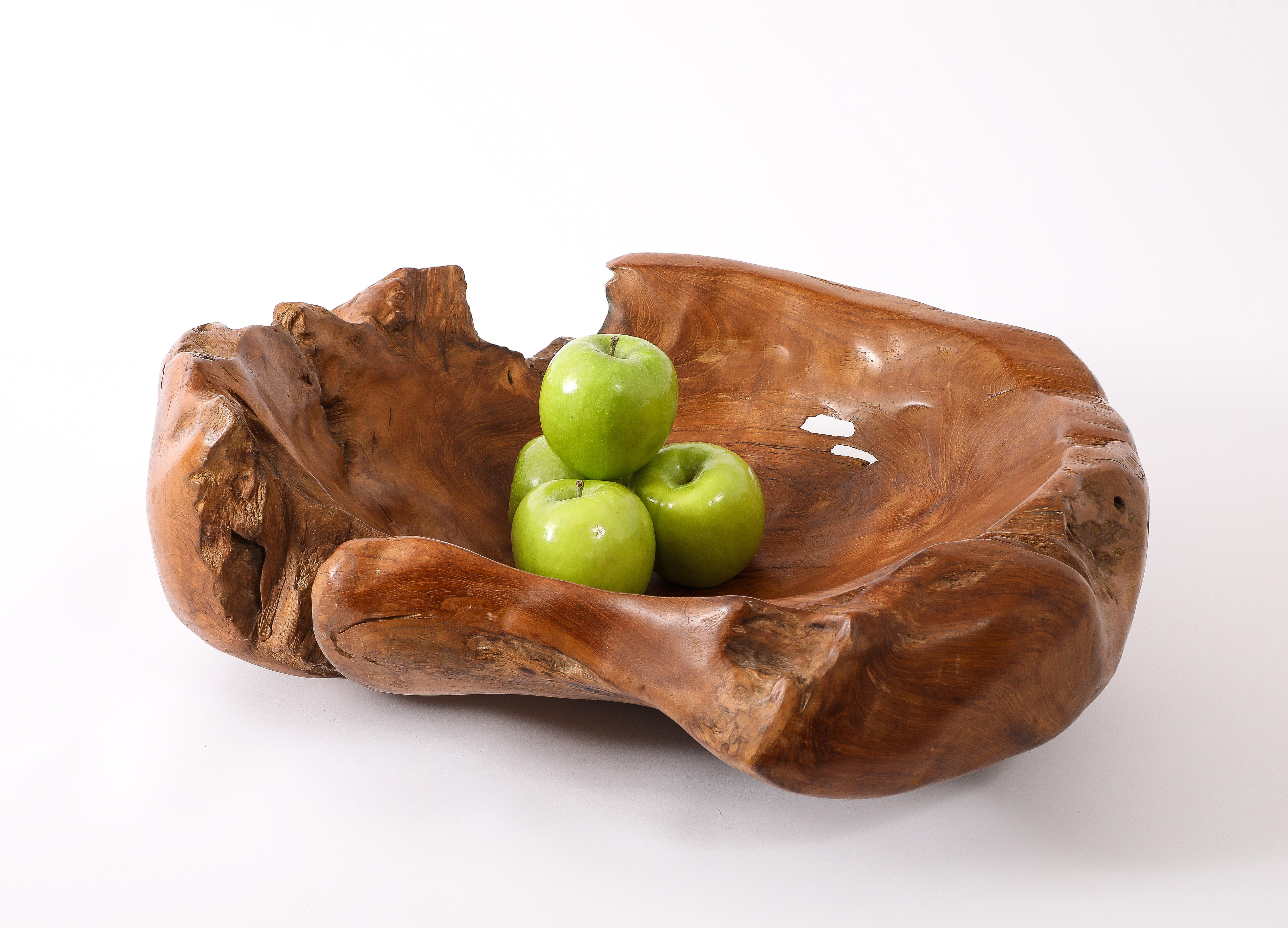 Mid-Century Modern Large Solid Burlwood Carved Vessel, France 1950's For Sale