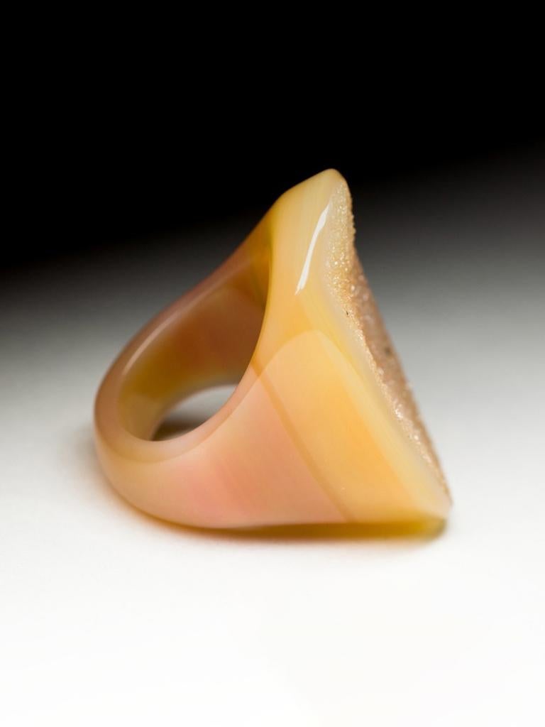Large Solid Carnelian Ring Raw Crystals Bright Orange Quartz Gemstone For Sale 2