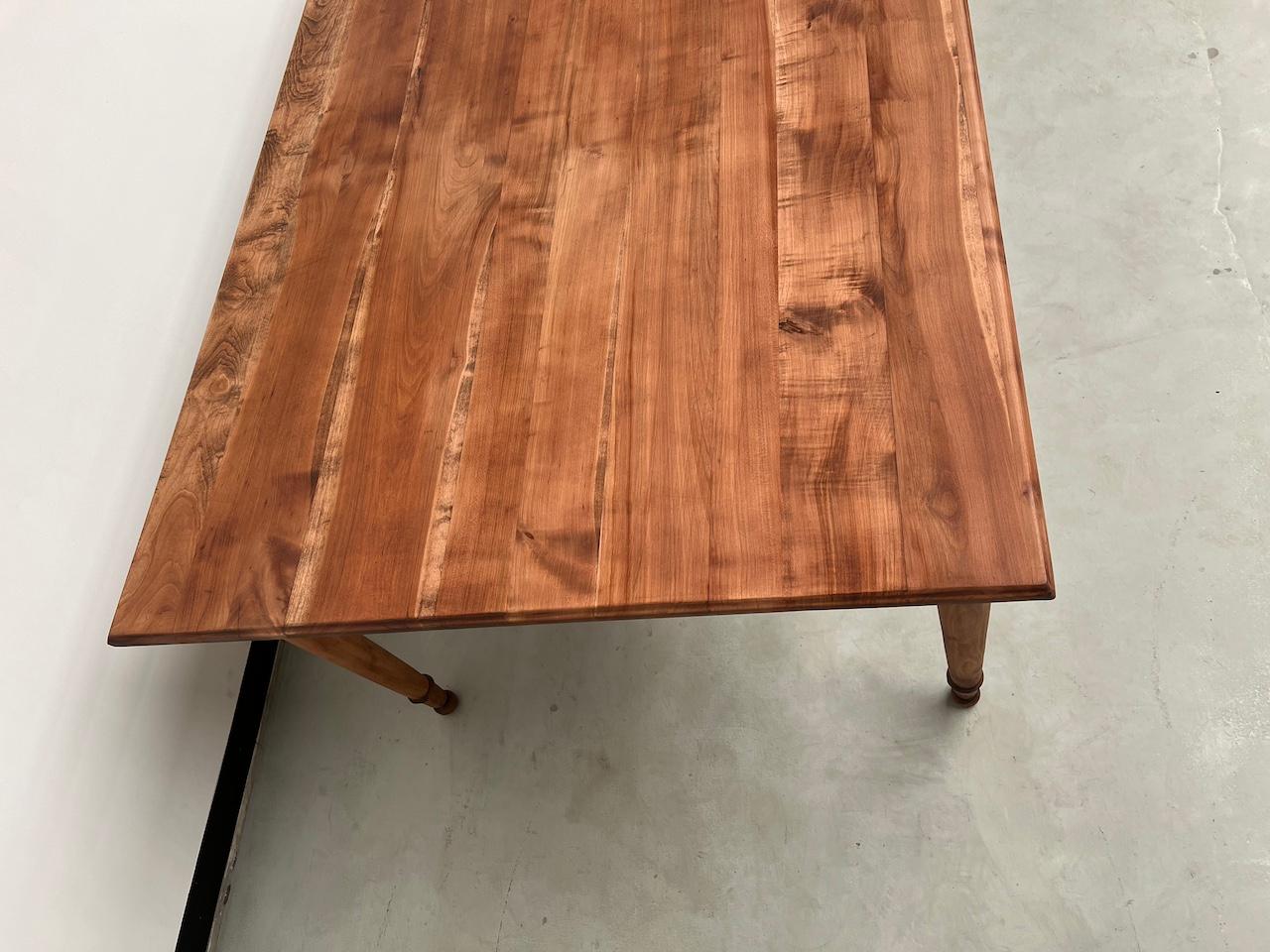 Large solid cherry farm table, 250 x 110 cm For Sale 6
