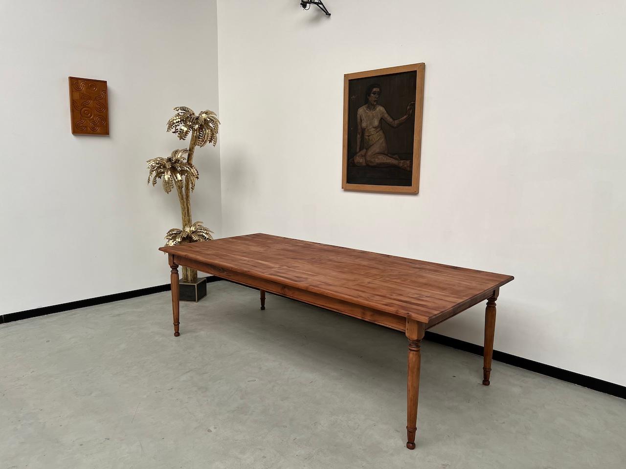 Large solid cherry farm table, 250 x 110 cm For Sale 7