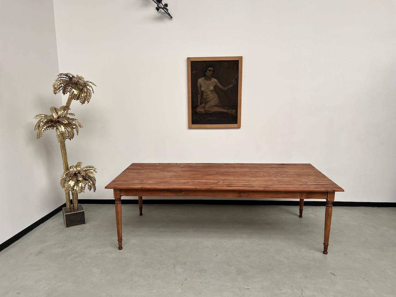 French Provincial Large solid cherry farm table, 250 x 110 cm For Sale
