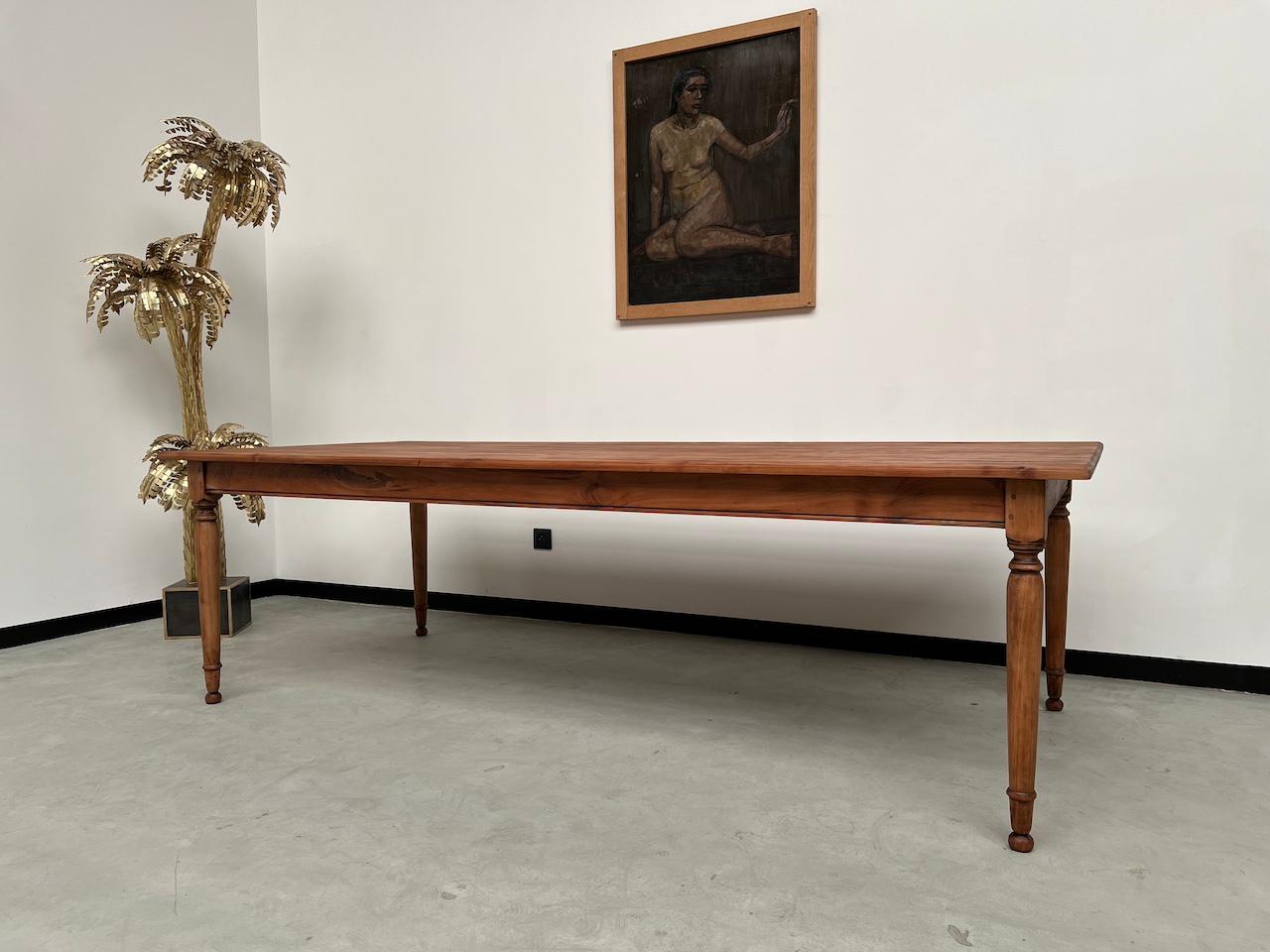 French Large solid cherry farm table, 250 x 110 cm For Sale