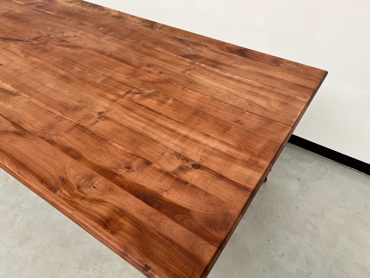 Cherry Large solid cherry farm table, 250 x 110 cm For Sale