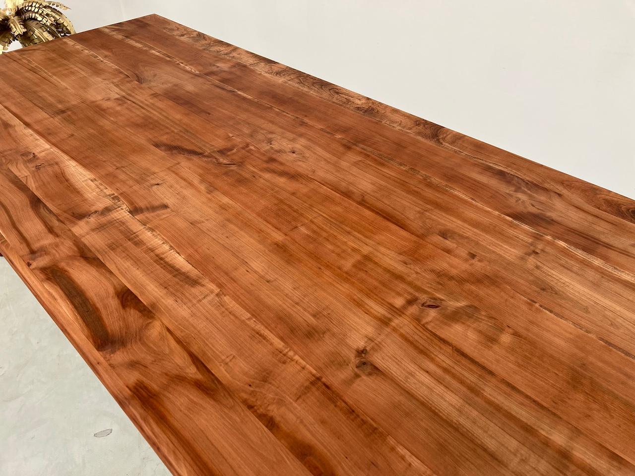 Large solid cherry farm table, 250 x 110 cm For Sale 1