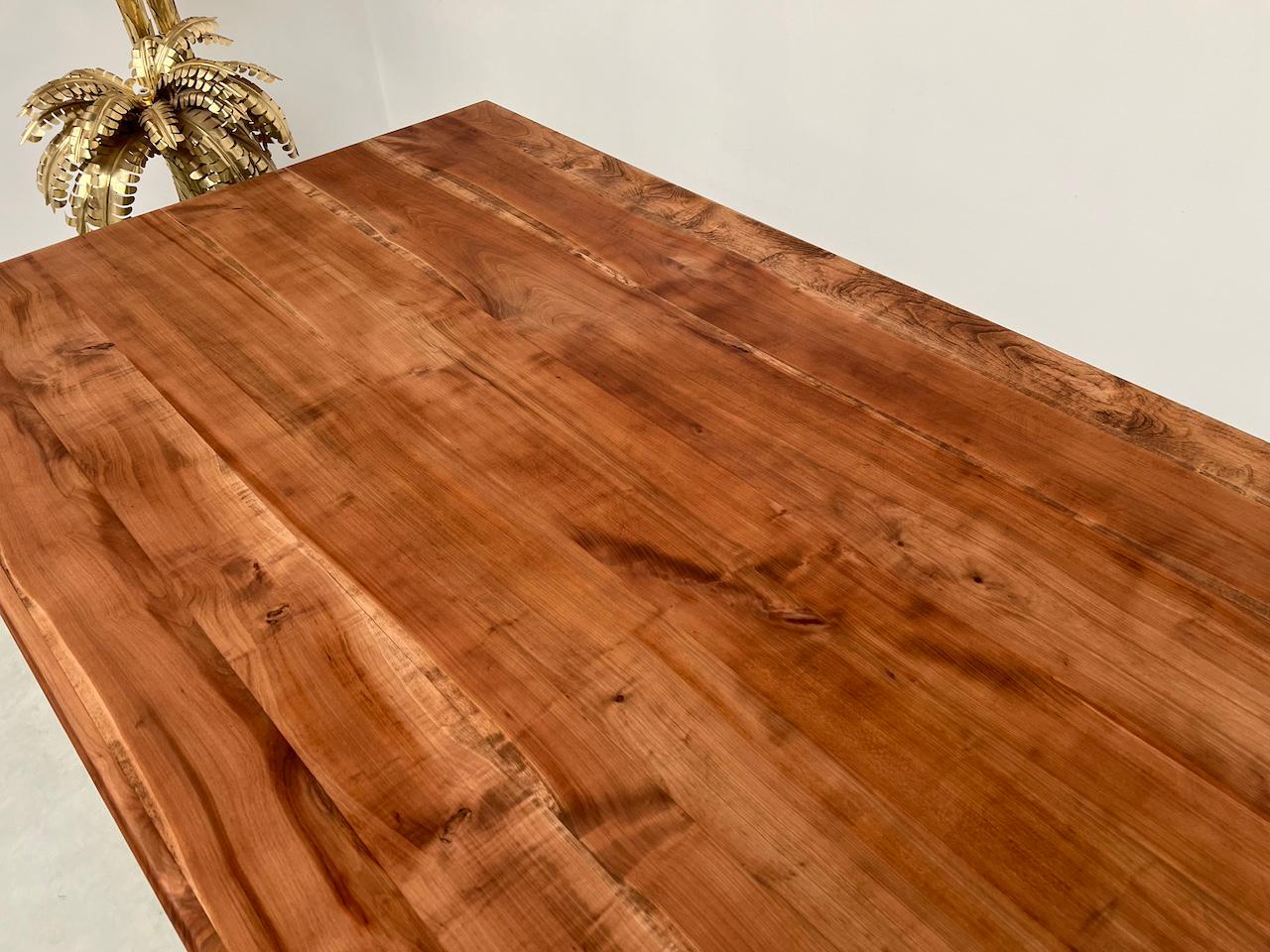 Large solid cherry farm table, 250 x 110 cm For Sale 2