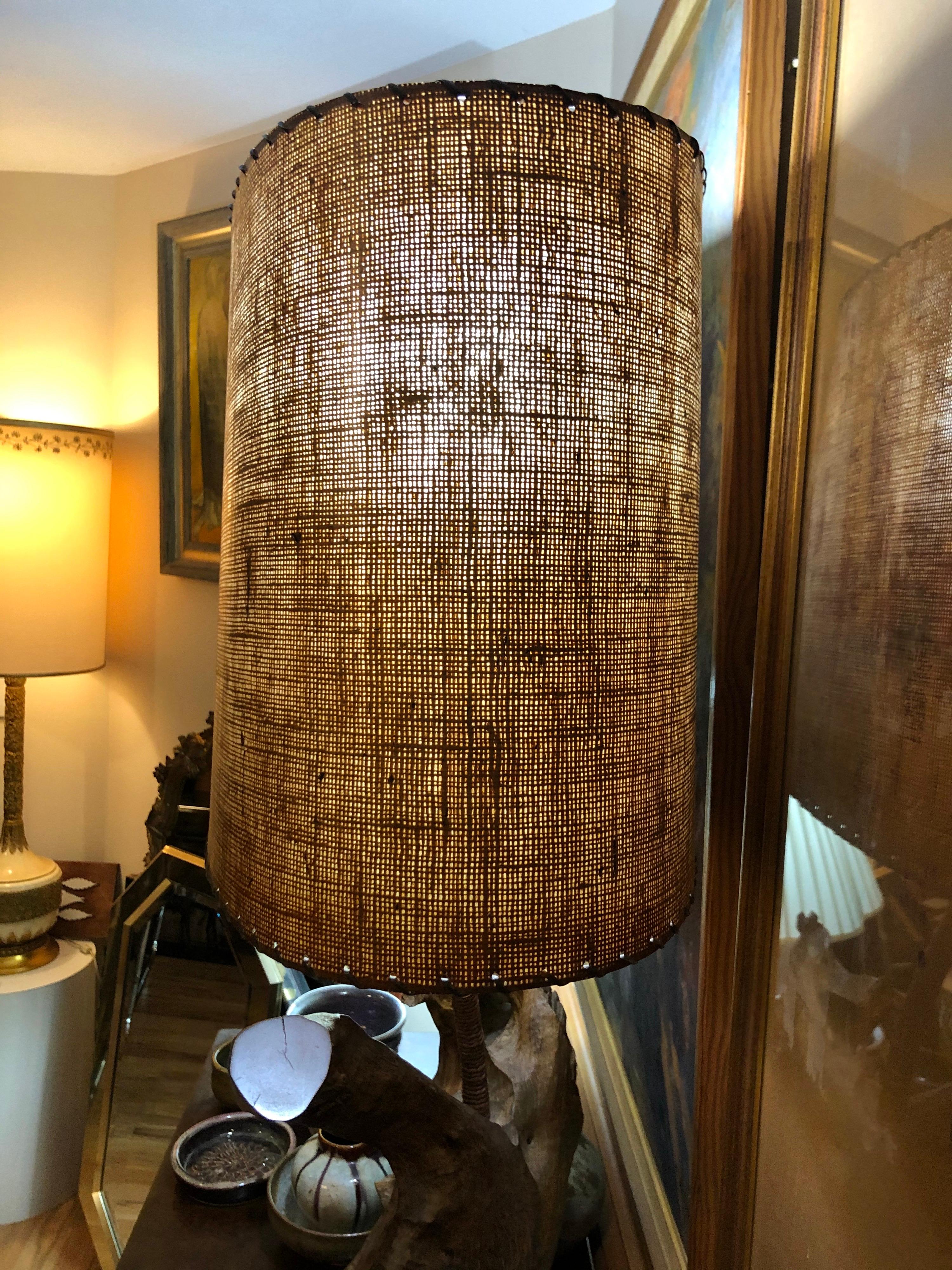 Large Solid Driftwood Lamp with Shade 6