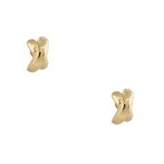 Large Solid Hammered "X" Earrings 14 Karat In Stock