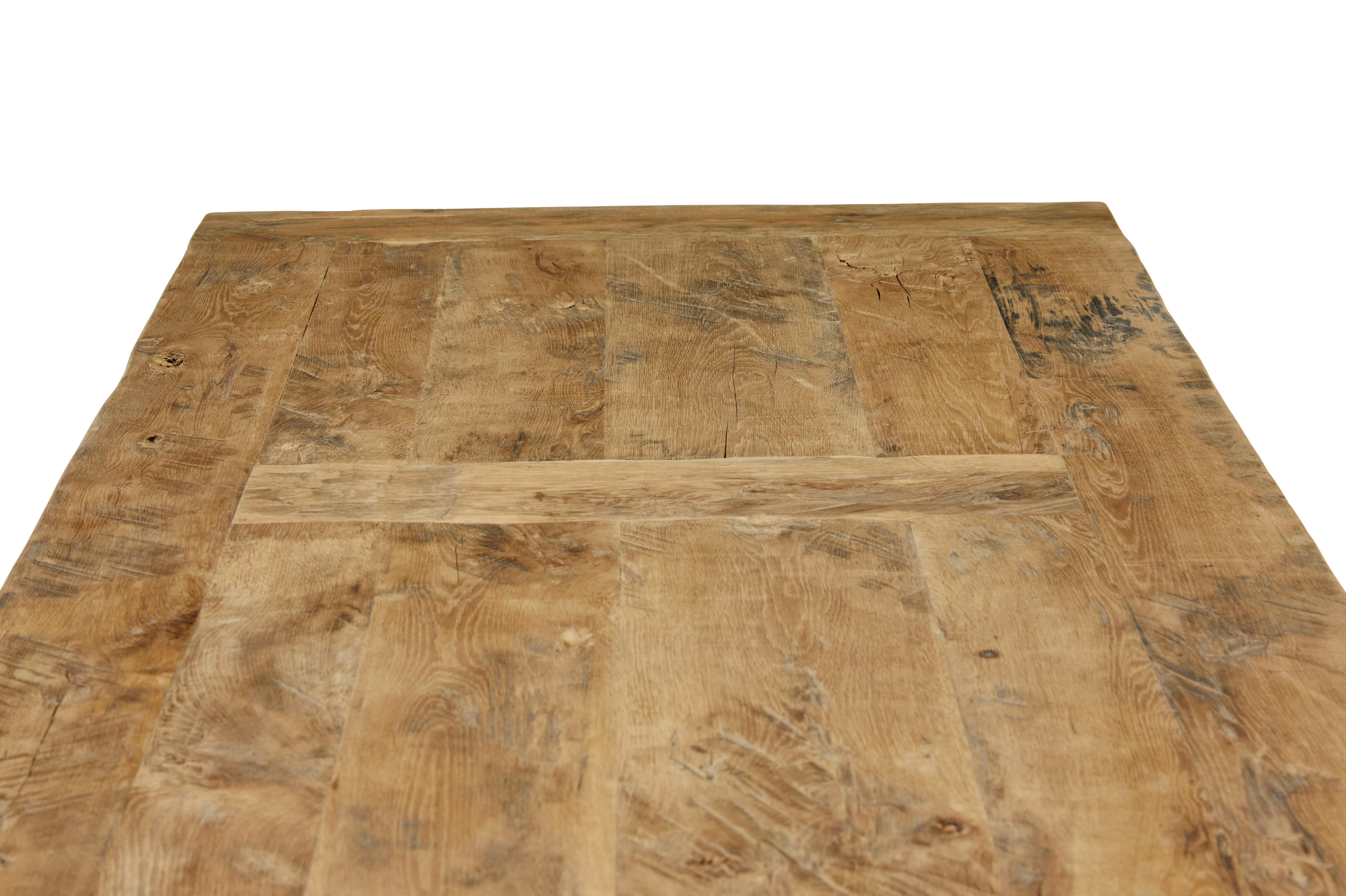 20th Century Large solid handmade oak x frame dining table For Sale