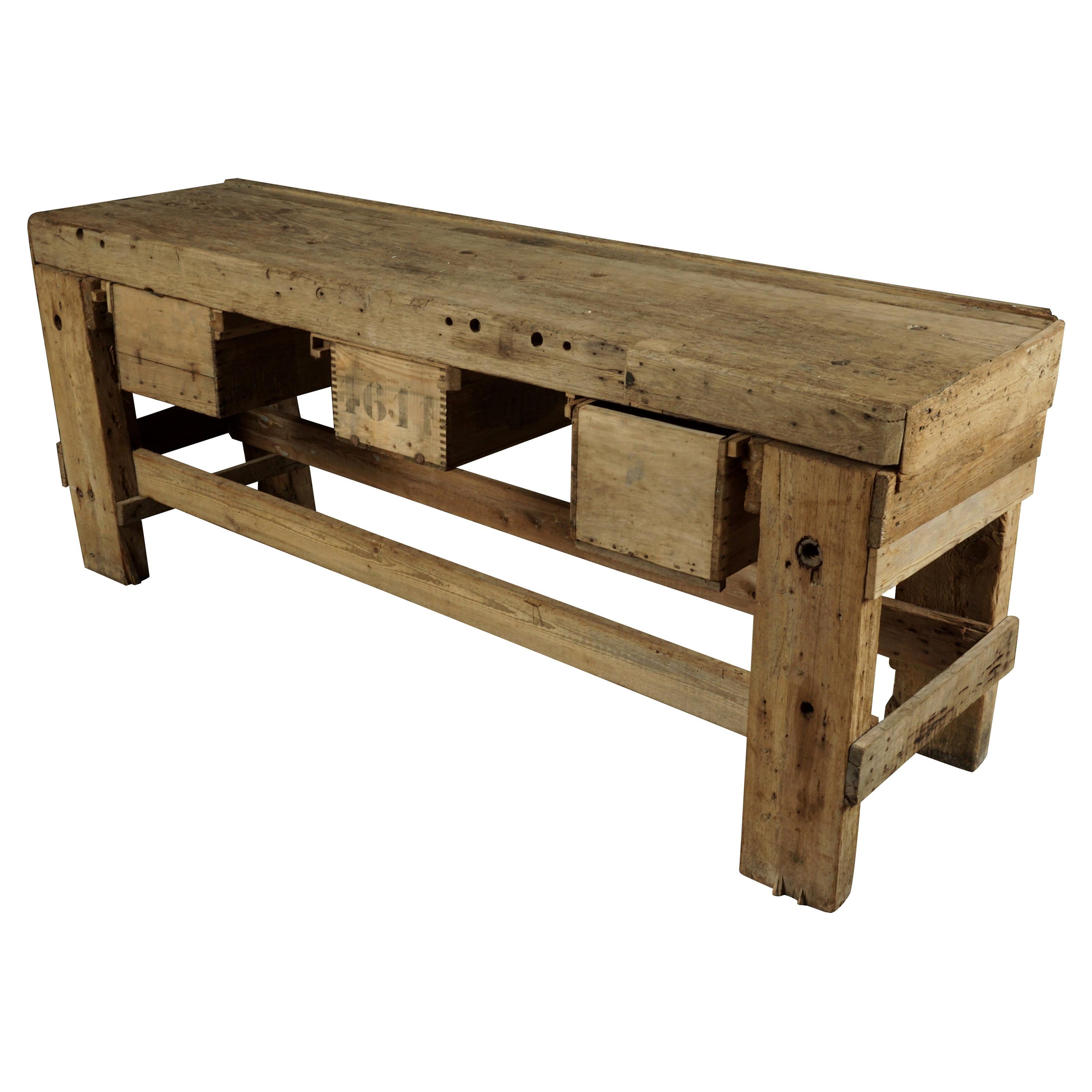 Large Solid Oak Console from France, circa 1950