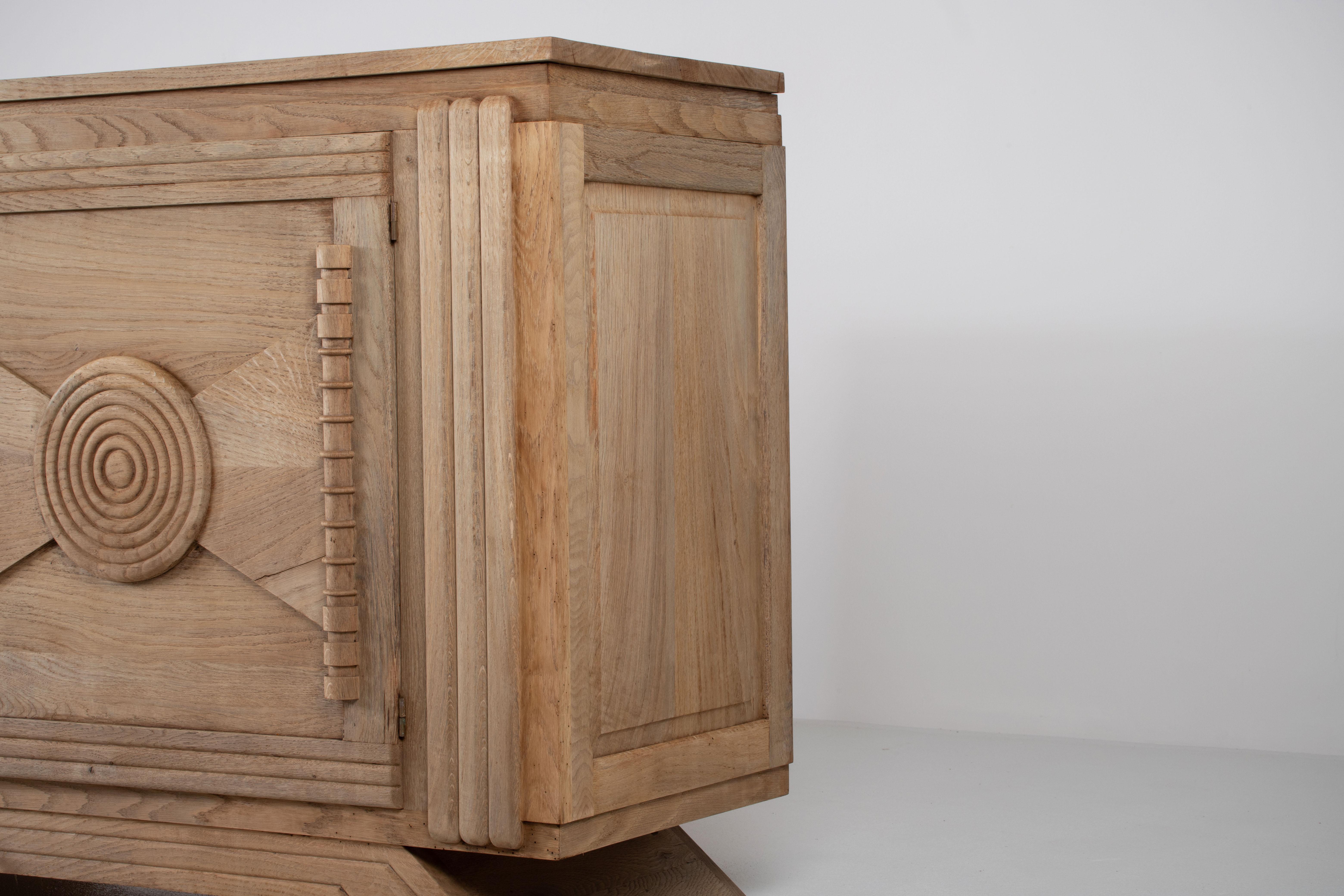 Large Solid Oak Credenza, Charles Douduyt, France, 1940s 4