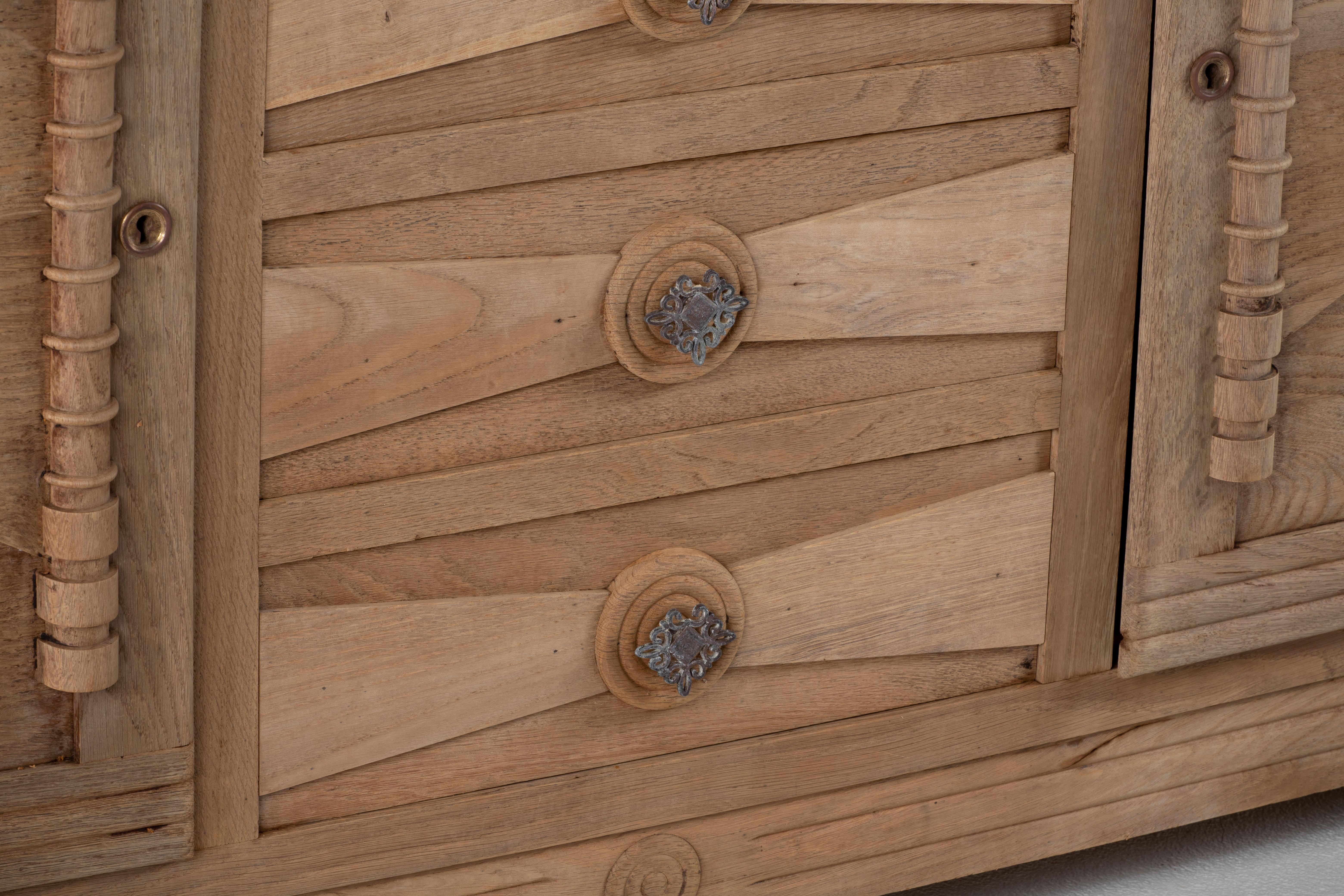 Large Solid Oak Credenza, Charles Douduyt, France, 1940s 8