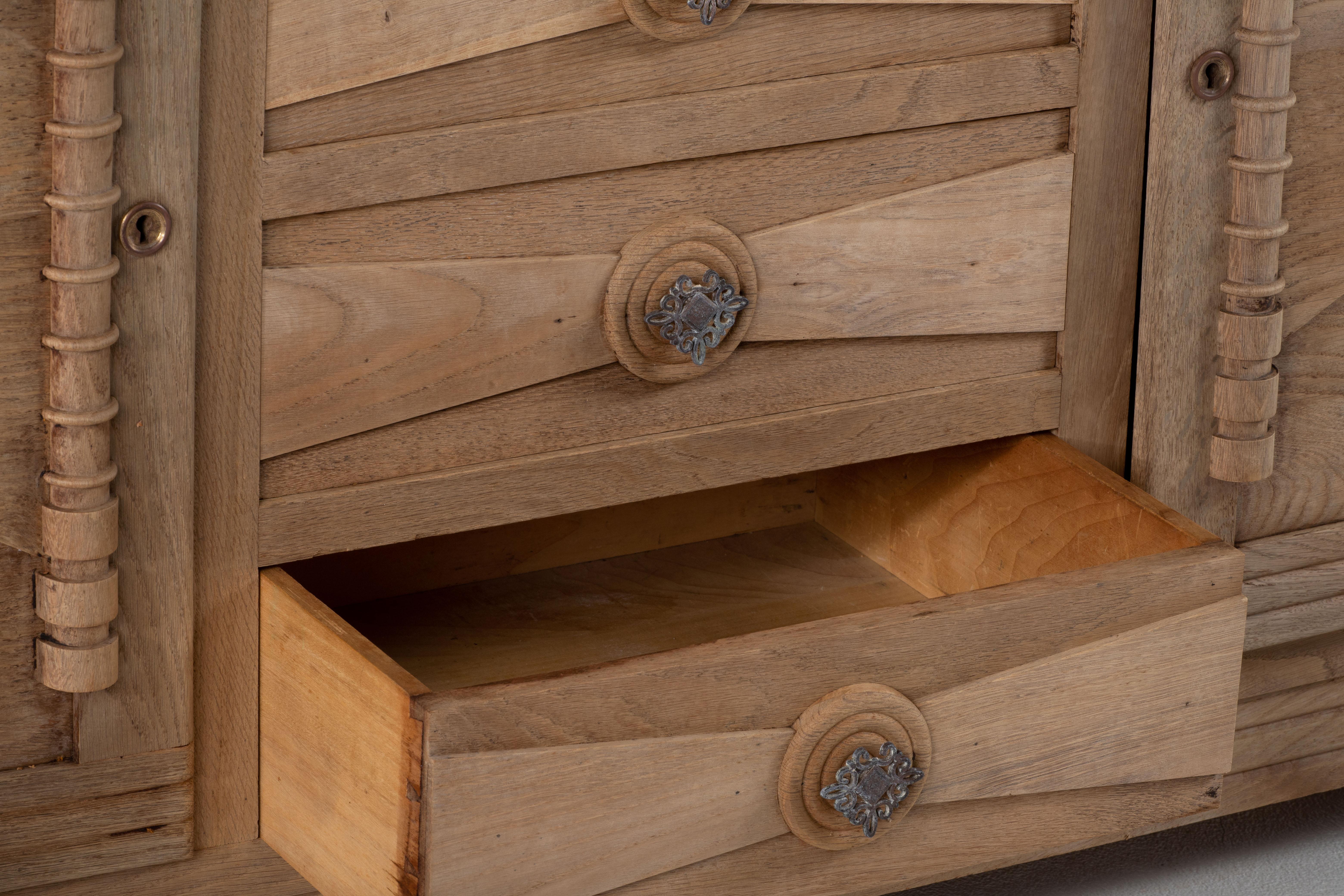 Large Solid Oak Credenza, Charles Douduyt, France, 1940s 10