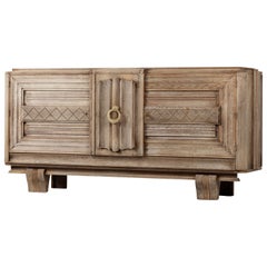Vintage Large Solid Oak Credenza, Charles Douduyt, France, 1940s