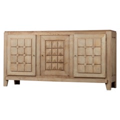 Vintage Large Solid Oak Credenza, Charles Douduyt, France, 1940s