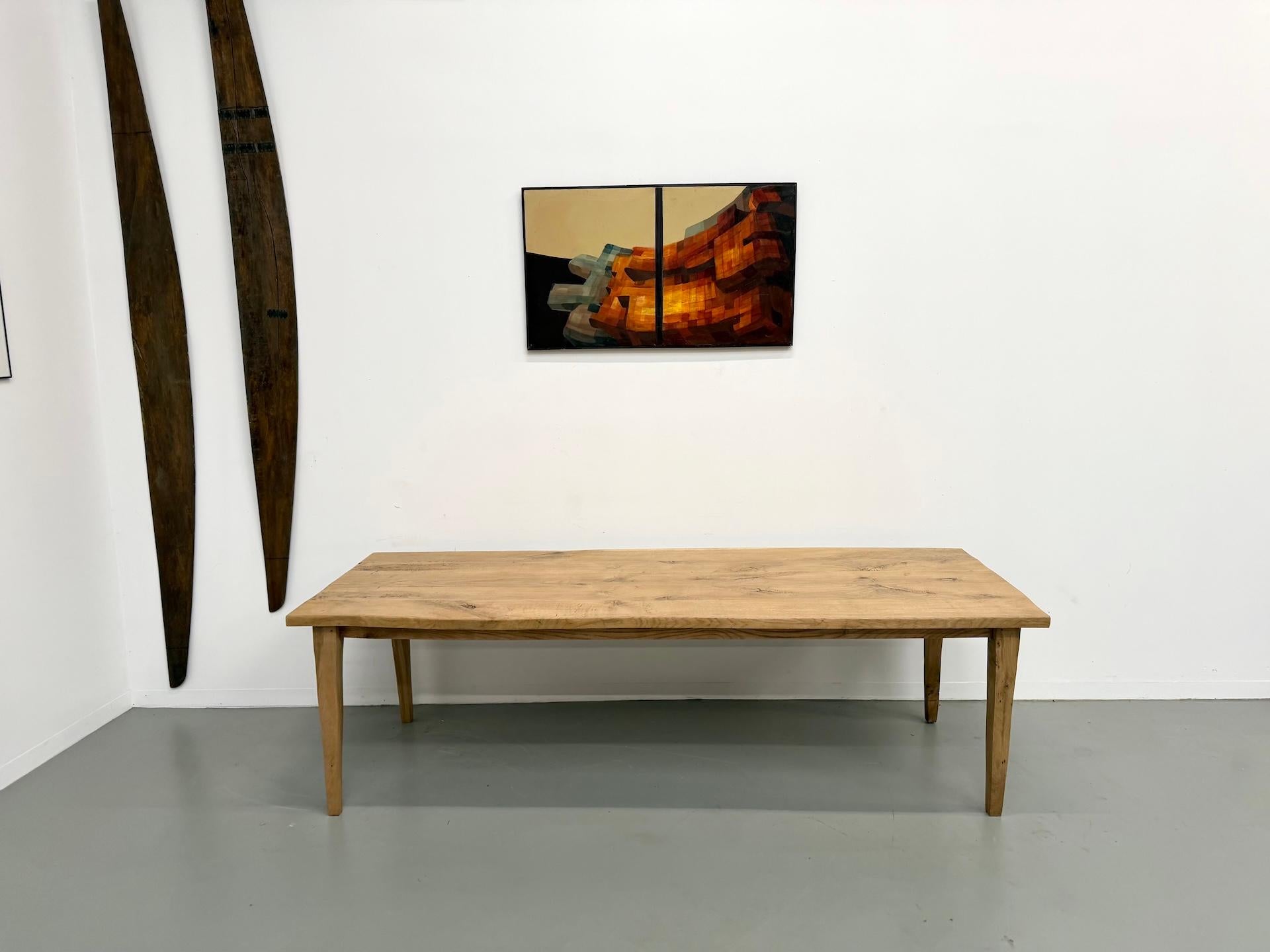 European Large solid oak dining table, in XXL format. For Sale