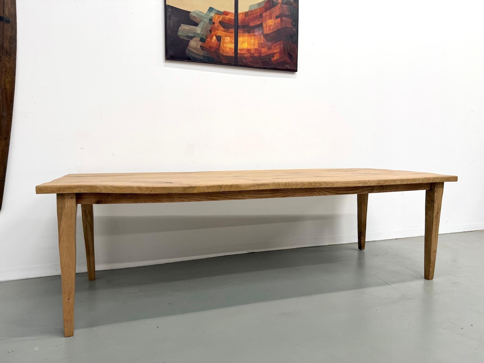 Mid-20th Century Large solid oak dining table, in XXL format. For Sale