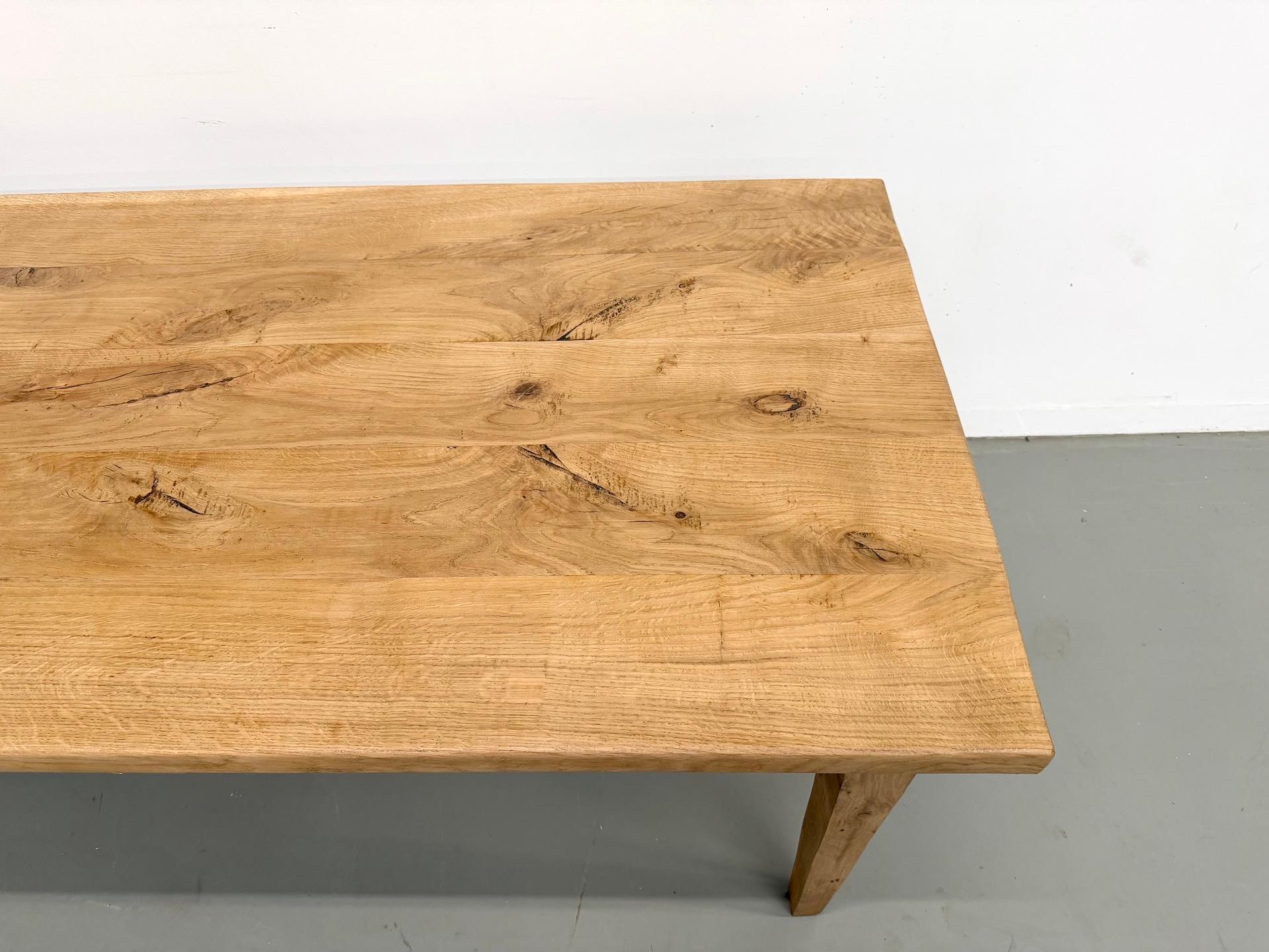 Oak Large solid oak dining table, in XXL format. For Sale