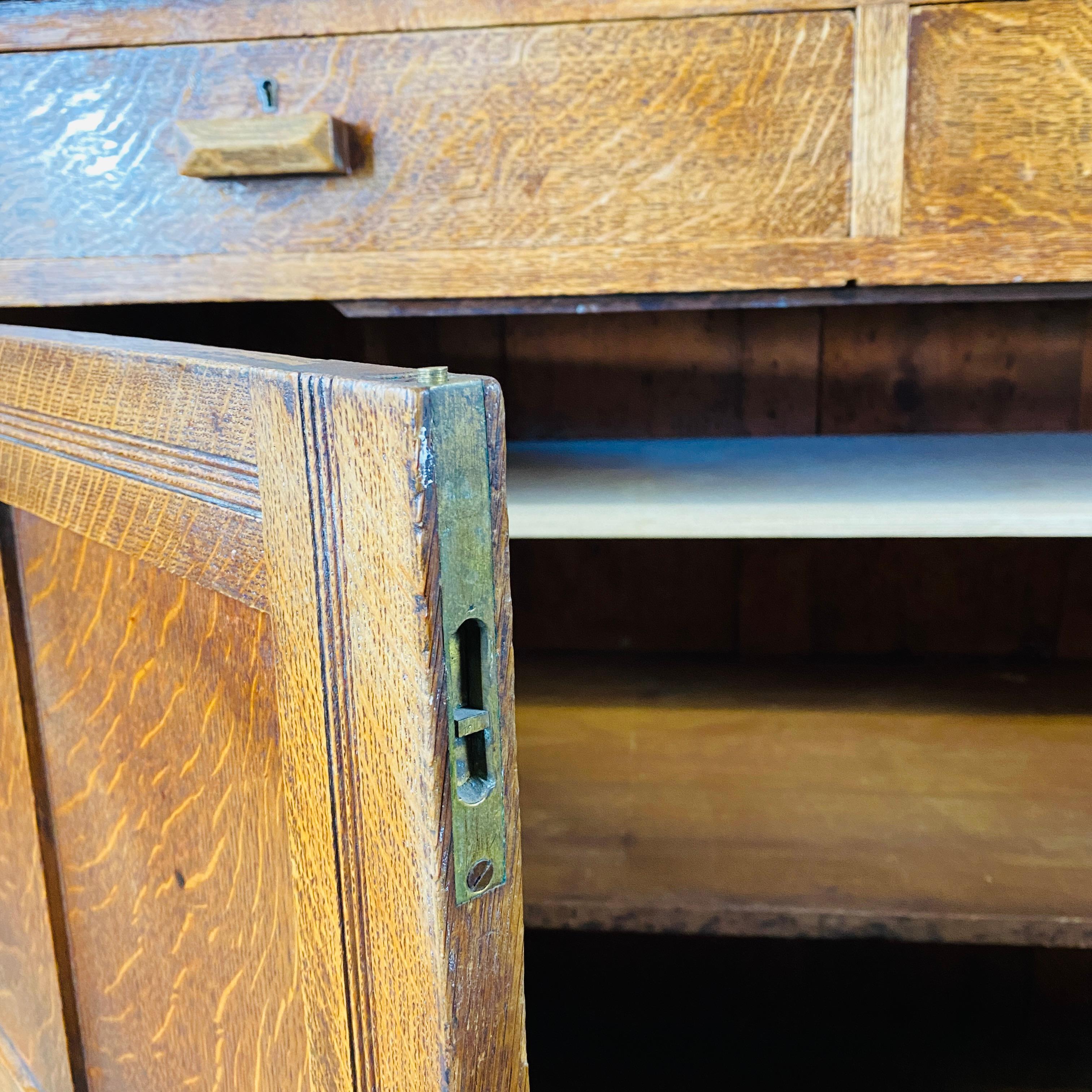 Large Solid Oak English Sideboard / Cabinet, 1920s 9