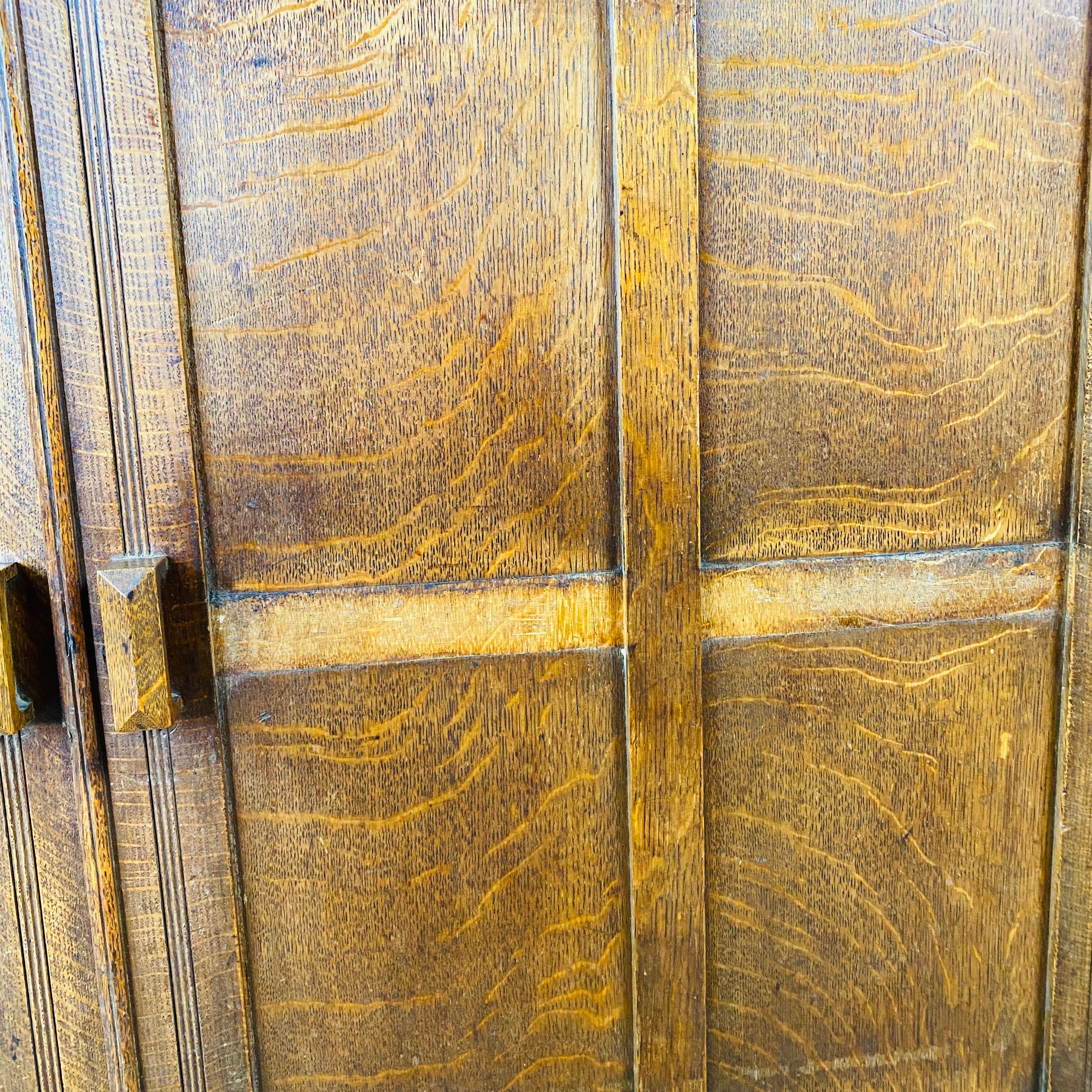 Large Solid Oak English Sideboard / Cabinet, 1920s 13