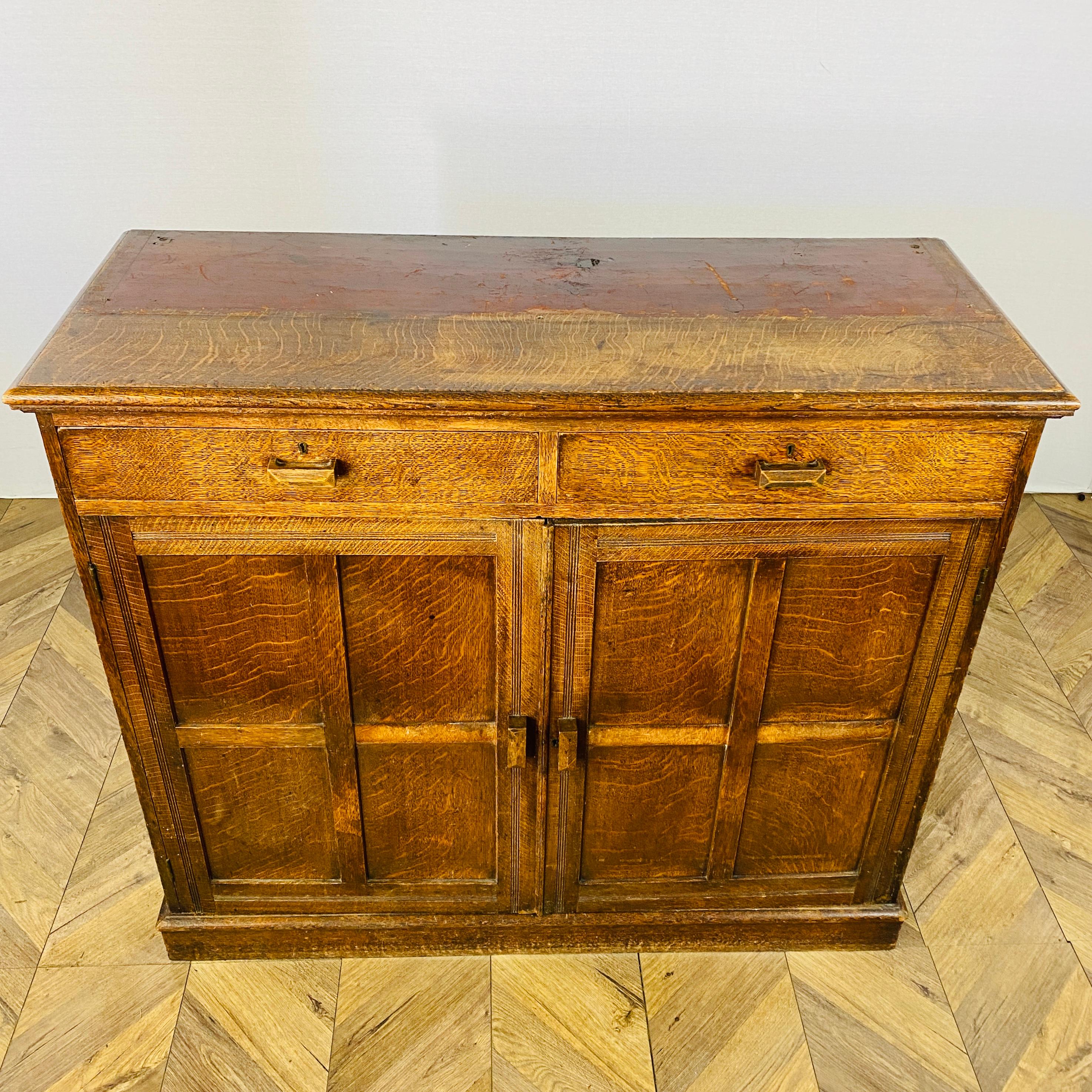 Early 20th Century Large Solid Oak English Sideboard / Cabinet, 1920s
