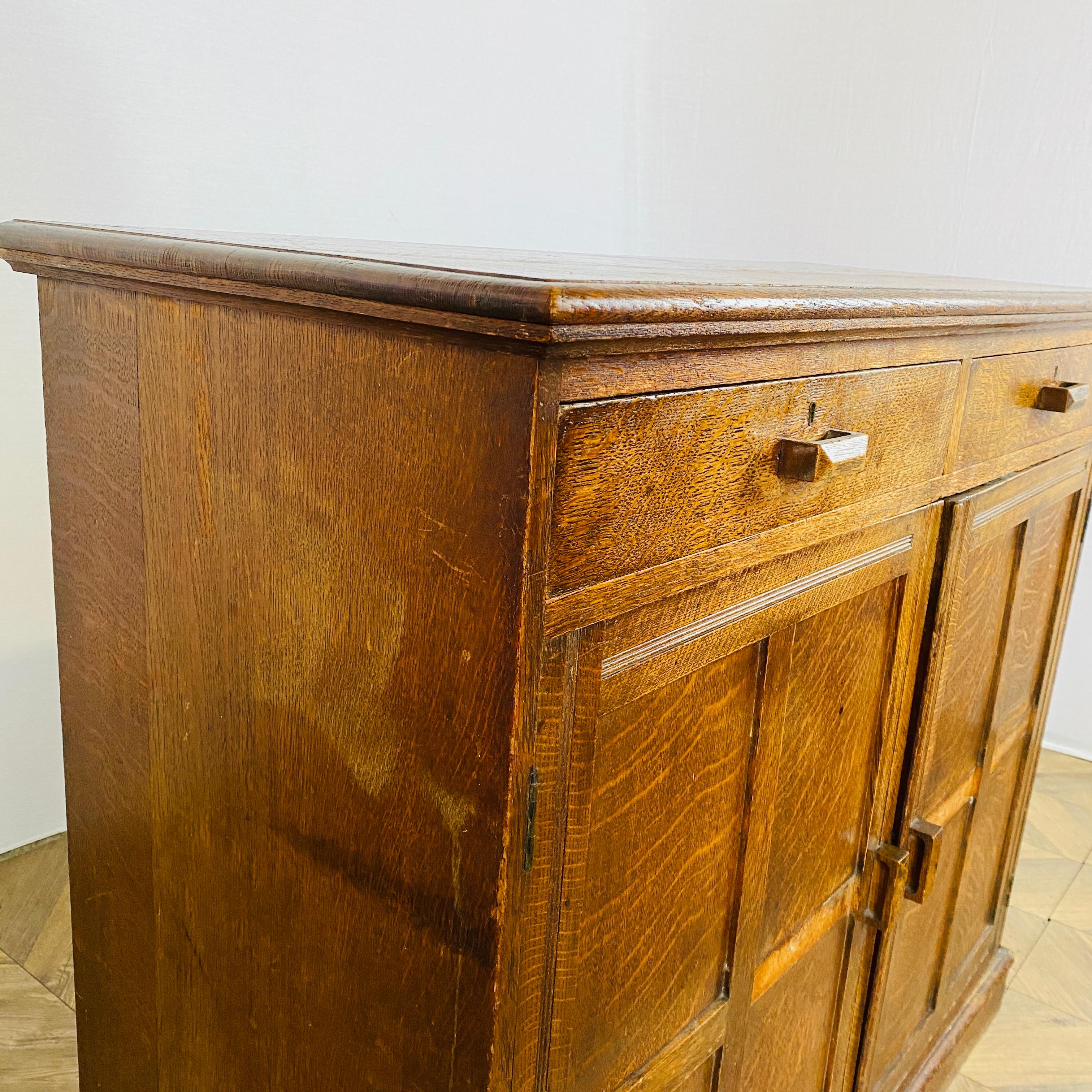 Large Solid Oak English Sideboard / Cabinet, 1920s 3