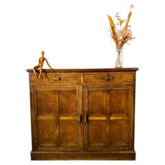 Large Solid Oak English Sideboard / Cabinet, 1920s