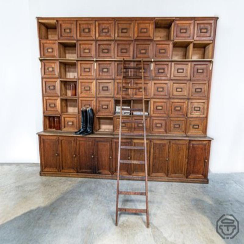 Large Solid Oak Notary Filing Cabinet, France, 1900s For Sale 4