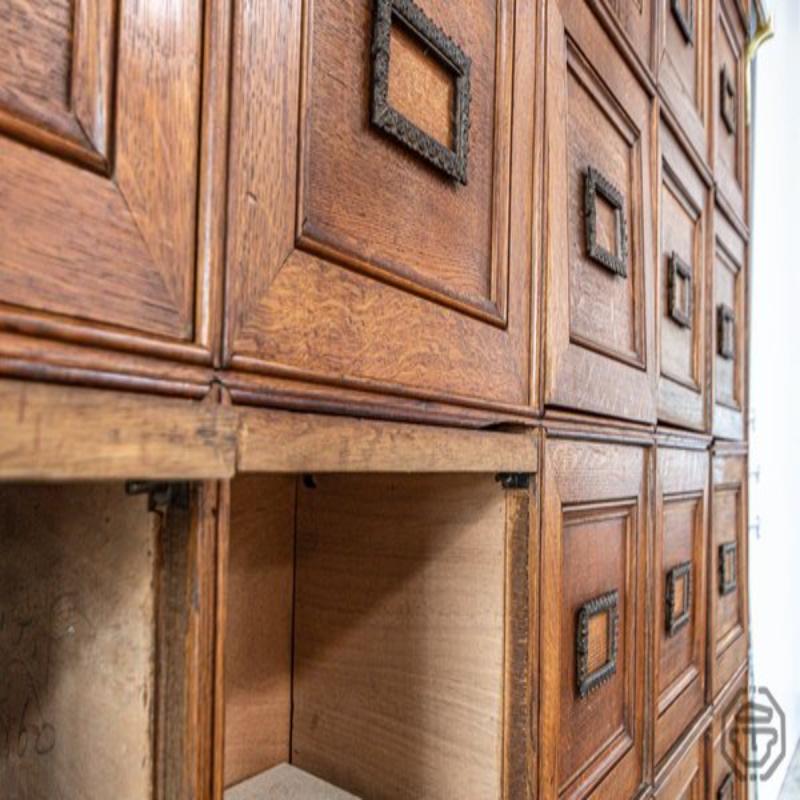 Large Solid Oak Notary Filing Cabinet, France, 1900s For Sale 5