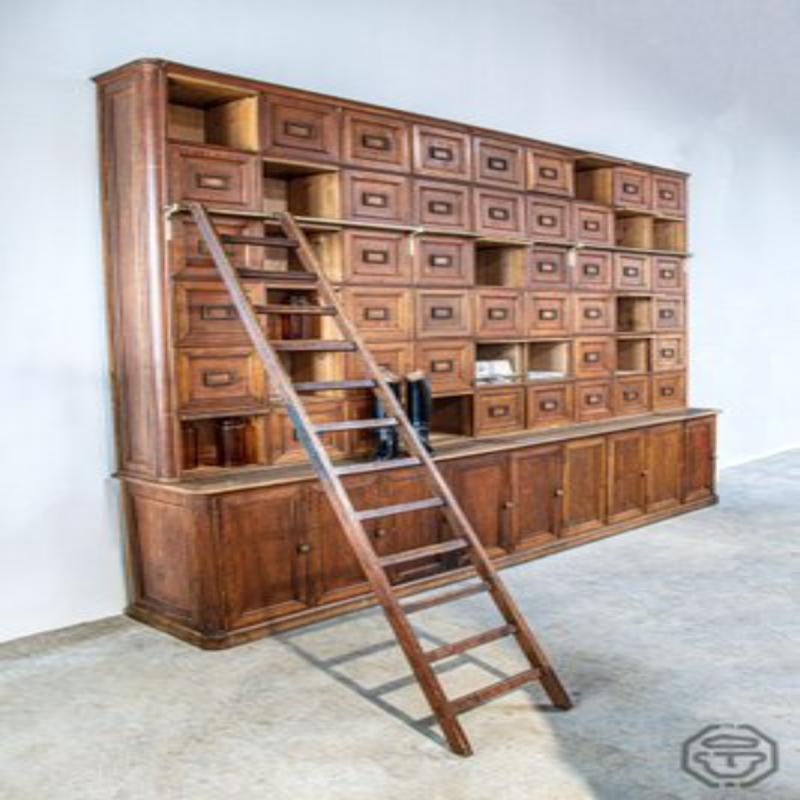 Large Solid Oak Notary Filing Cabinet, France, 1900s For Sale 9