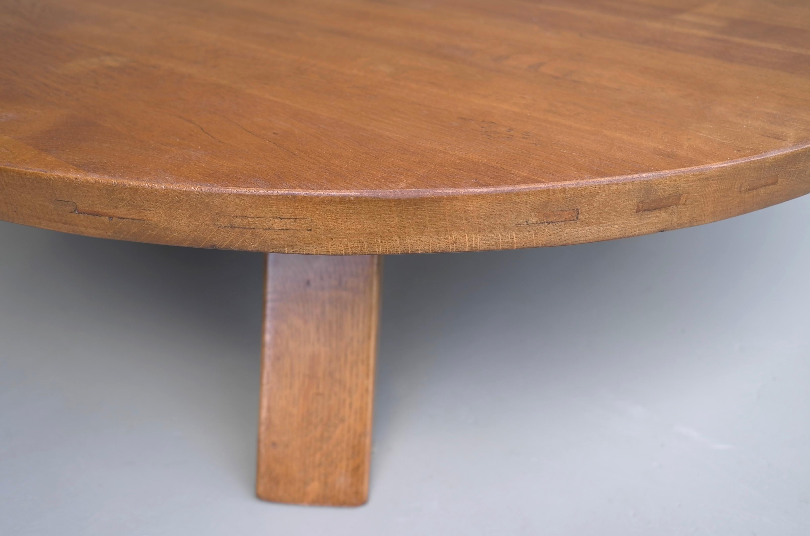 solid oak round side table