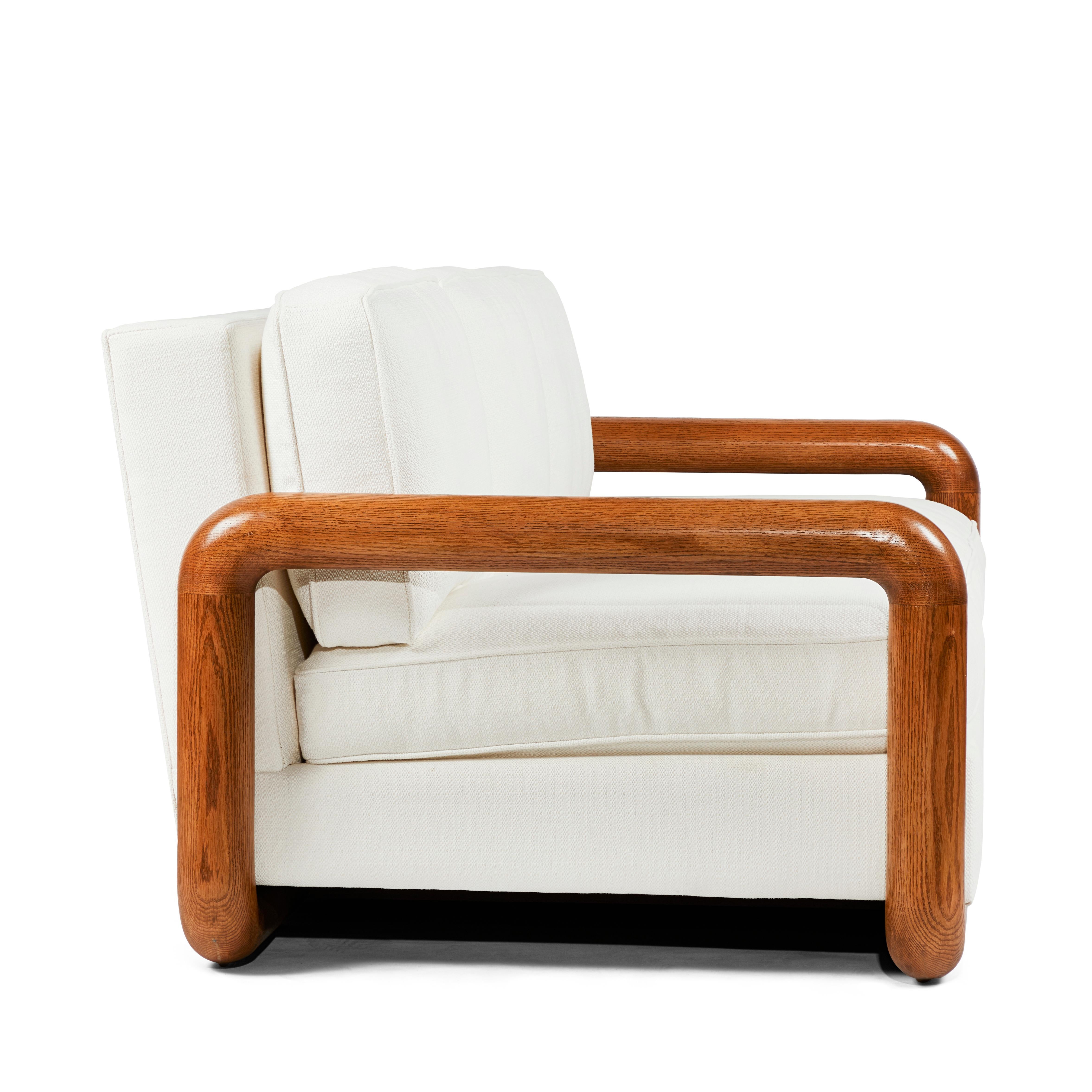 Contemporary Large Solid Oak Sofa in the Style of Jean Royère