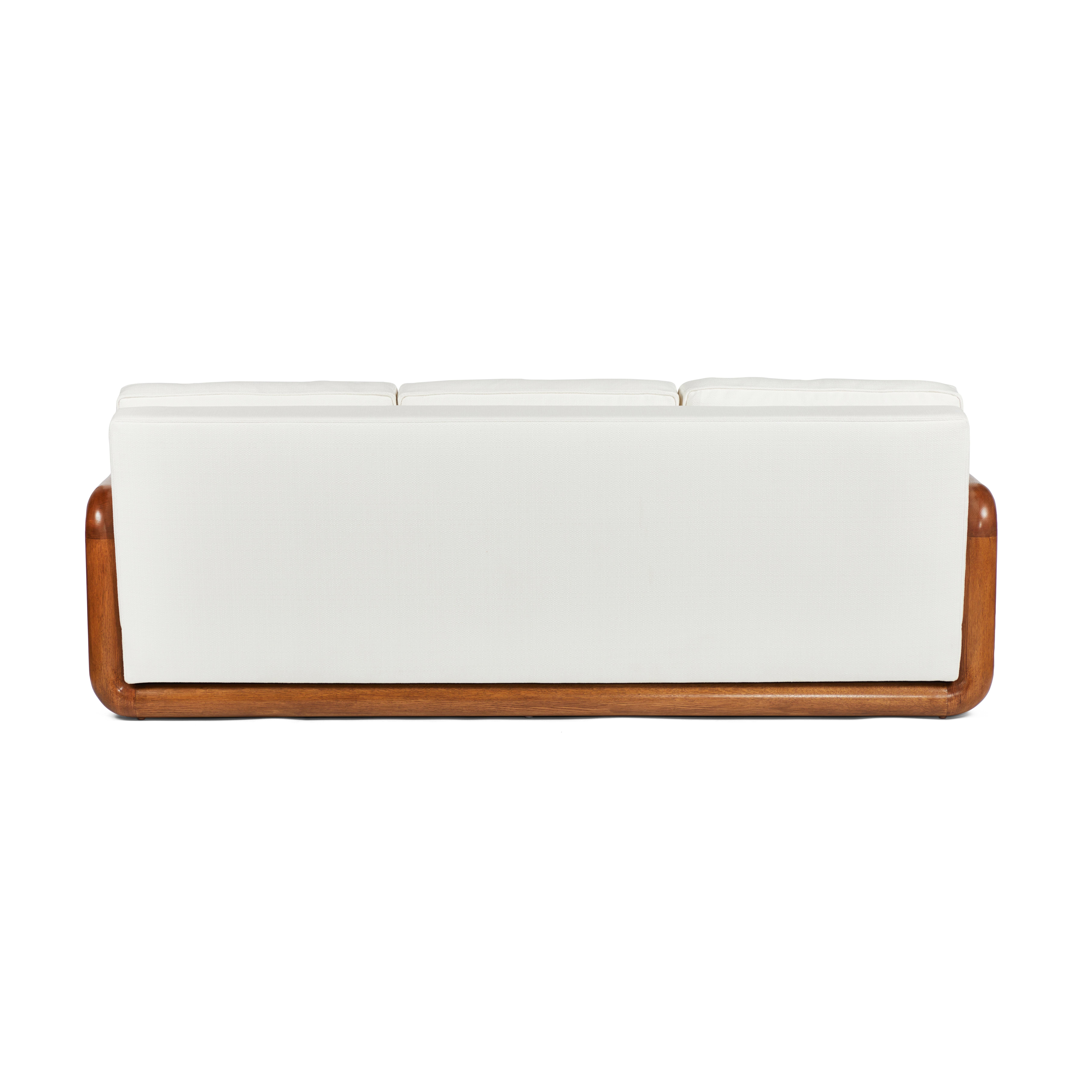 Large Solid Oak Sofa in the Style of Jean Royère 3
