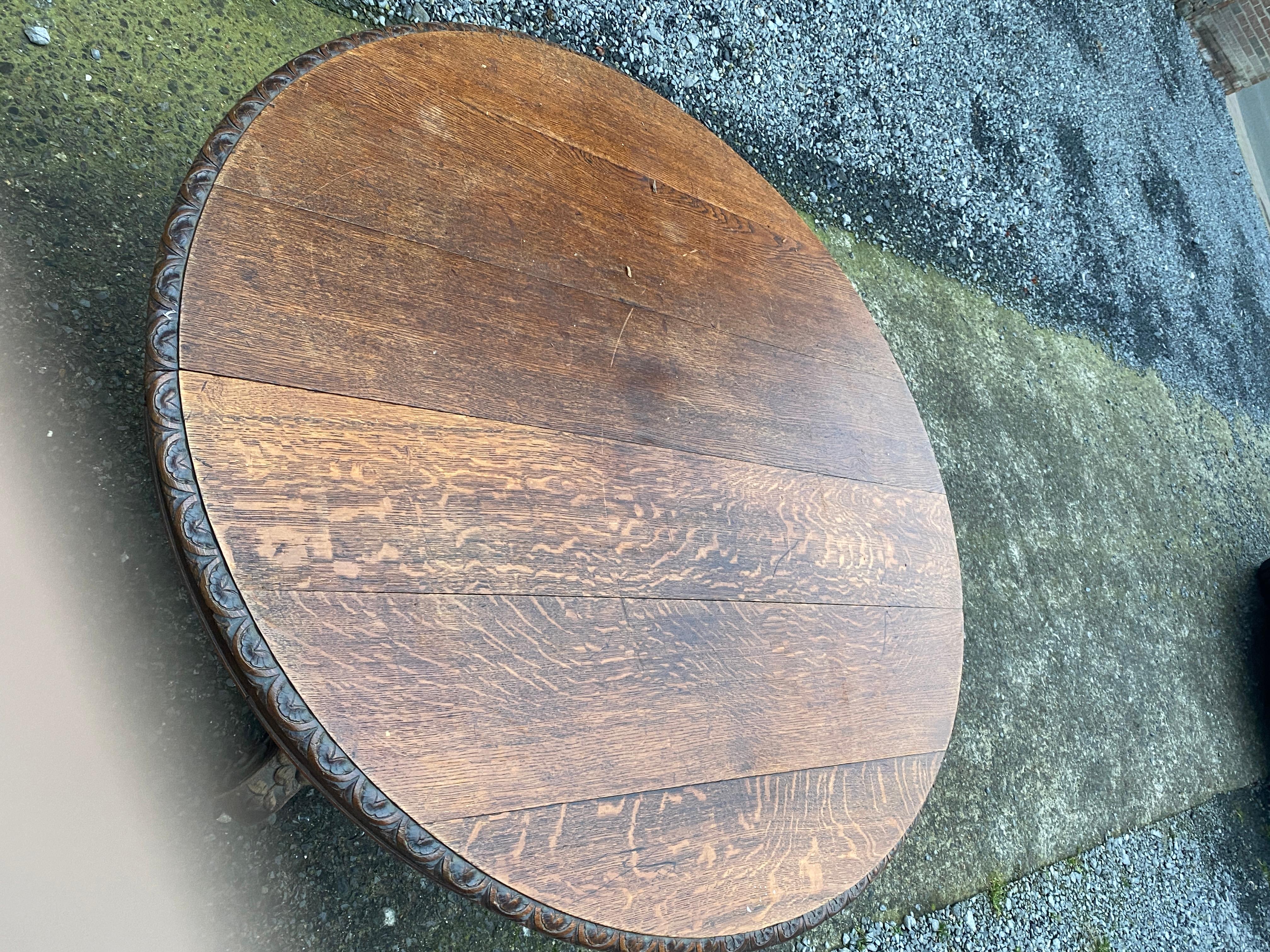 Large solid oak table in Louis XIII style, circa 1930 Maximum length 350 cm  For Sale 4