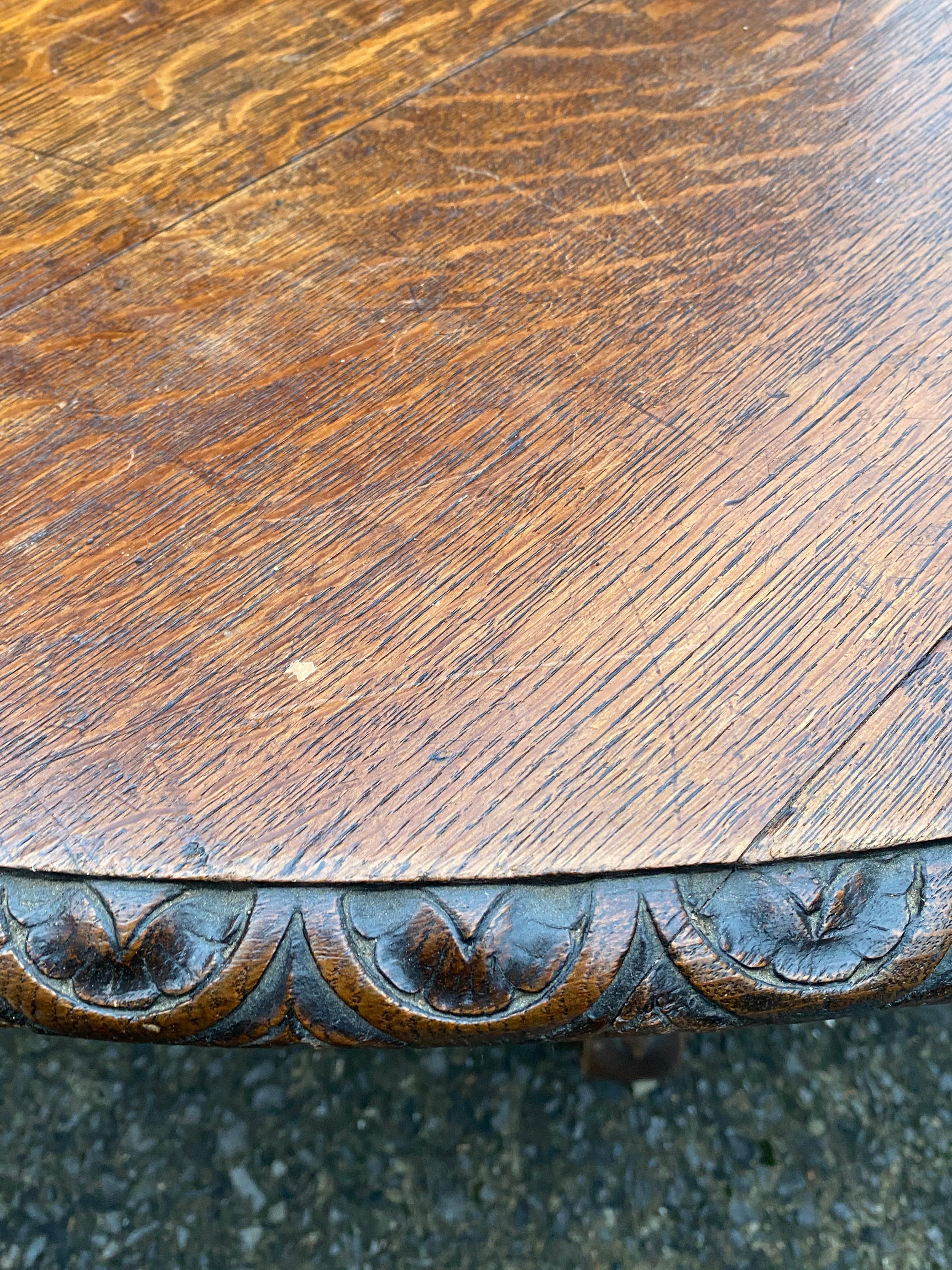 French Large solid oak table in Louis XIII style, circa 1930 Maximum length 350 cm  For Sale