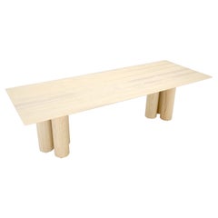 Large Solid Oak White Wash Double Pedestal Dining Conference Table Mint!