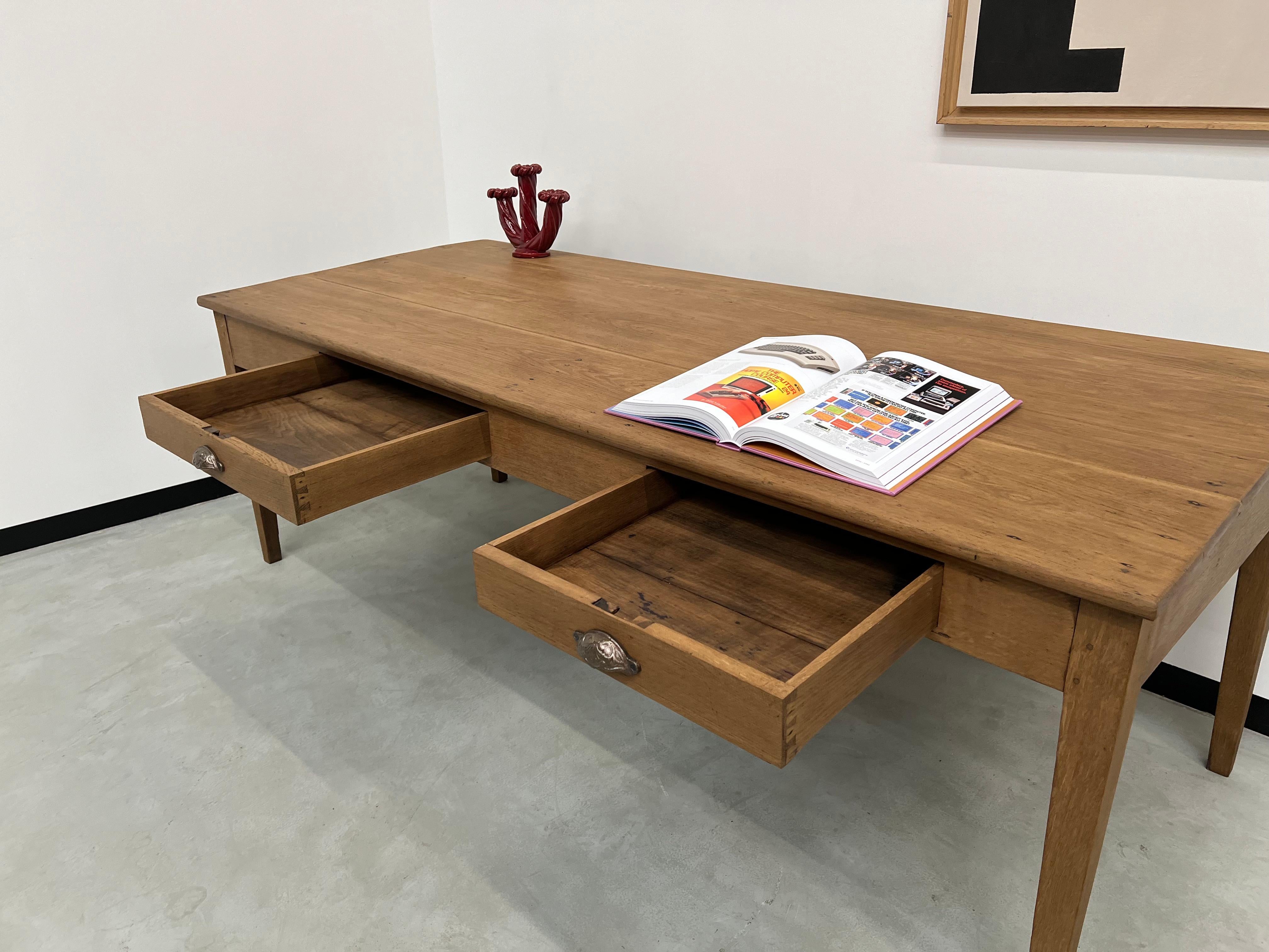 Large solid oak writing table, 1940s 13
