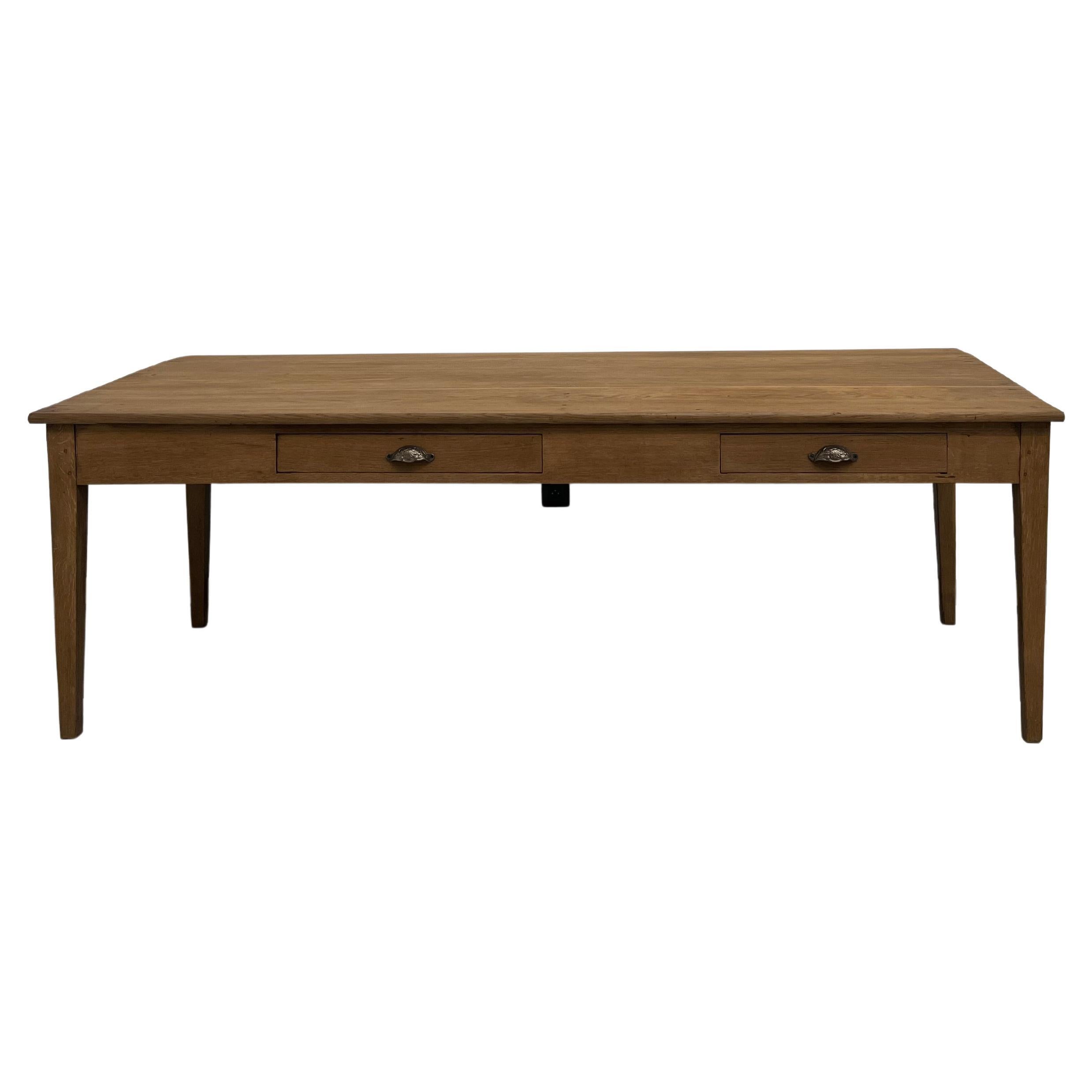 Large solid oak writing table, 1940s