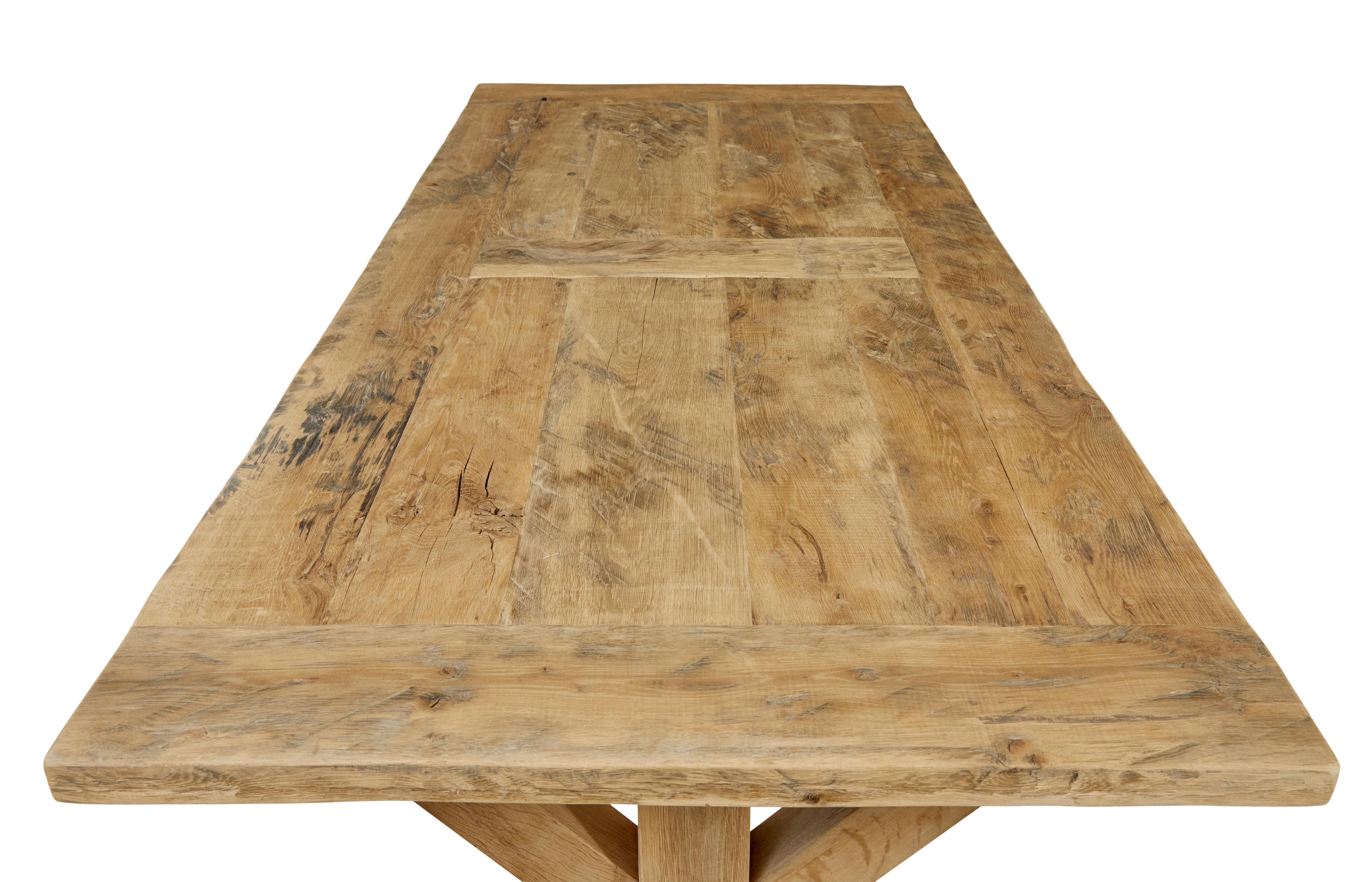 Large solid oak x frame dining table 2
