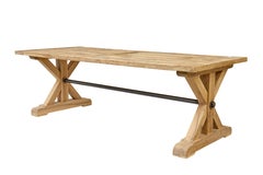 Large solid oak x frame dining table