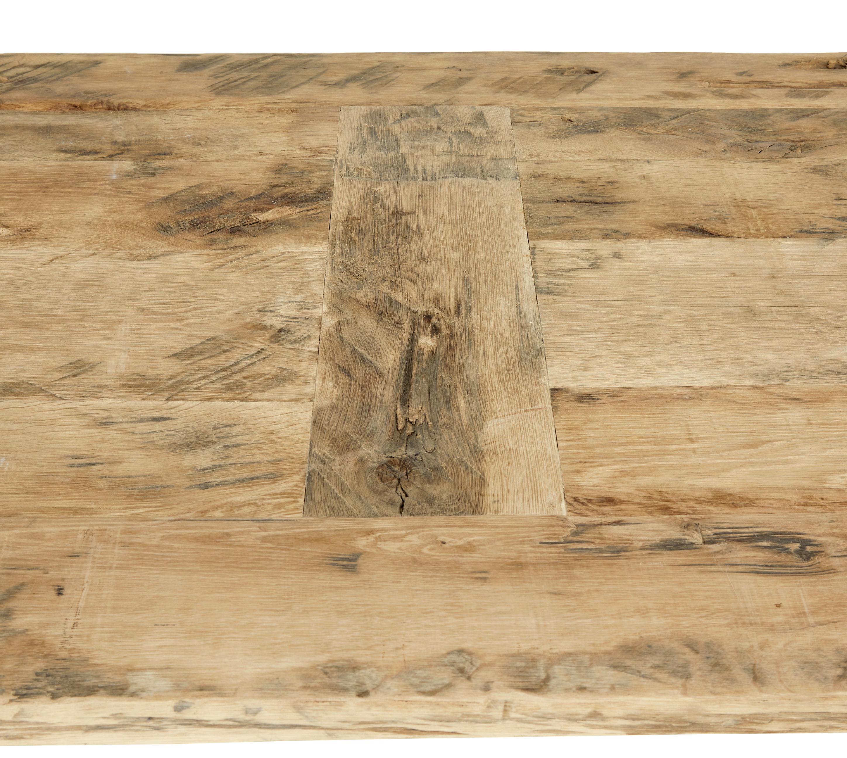Rustic Large solid oak x frame dining table For Sale