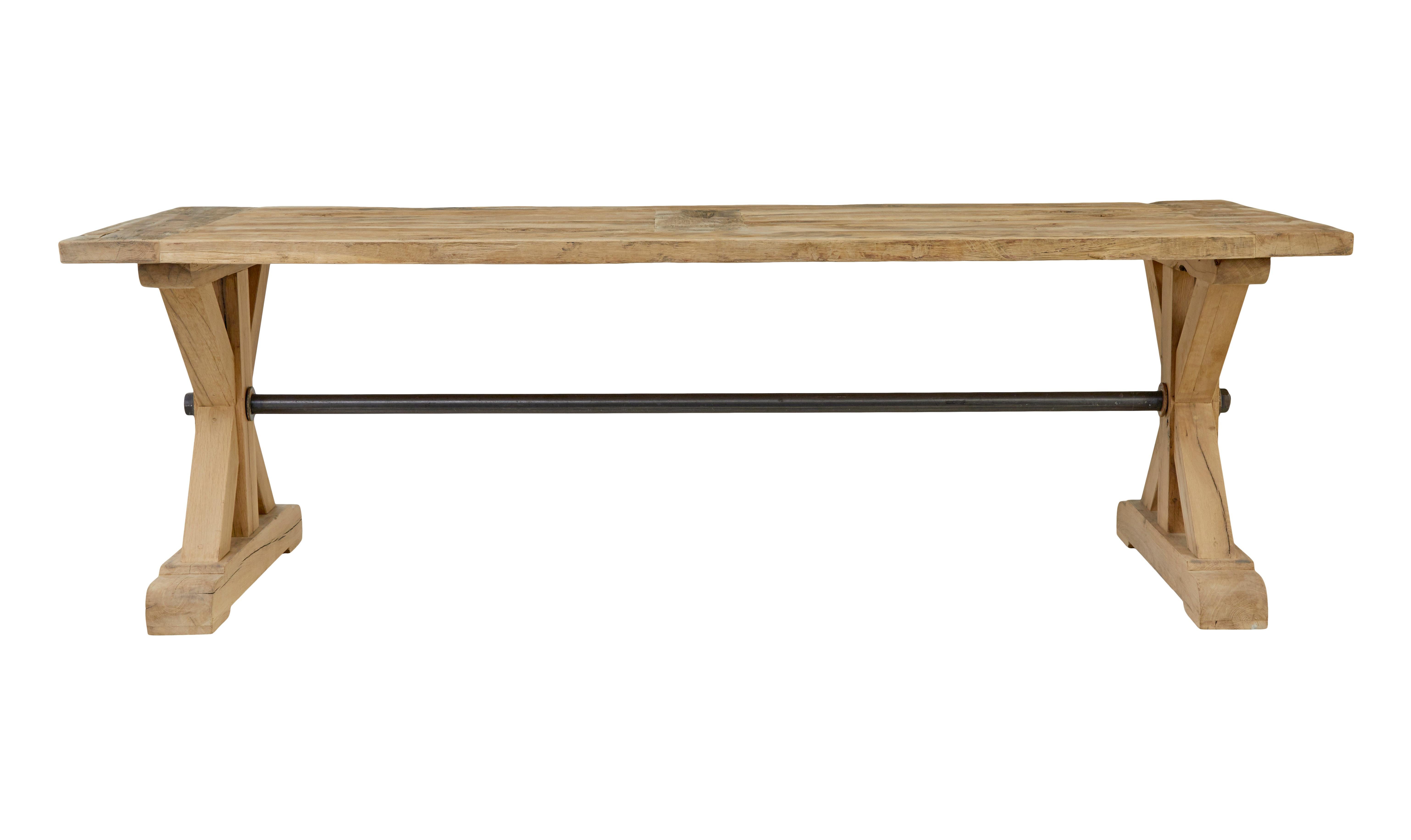 Industrial Large solid oak x frame dining table