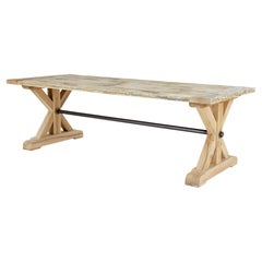 Large solid oak x frame dining table