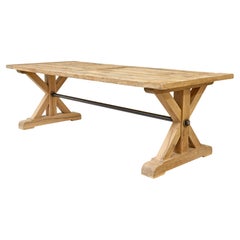 Mesa de comedor grande de roble macizo con marco en x